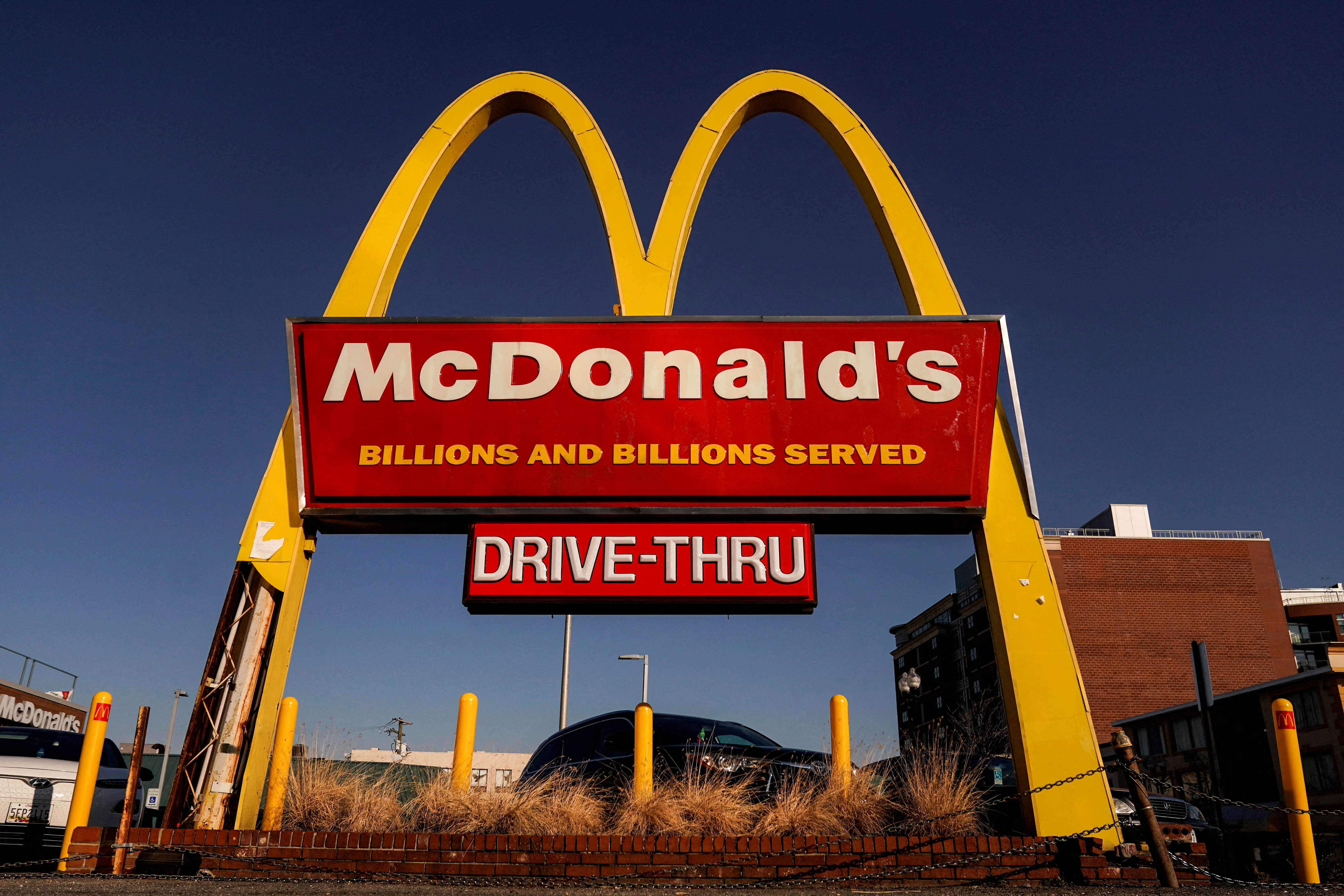 The logo for McDonald's restaurant is seen in Arlington