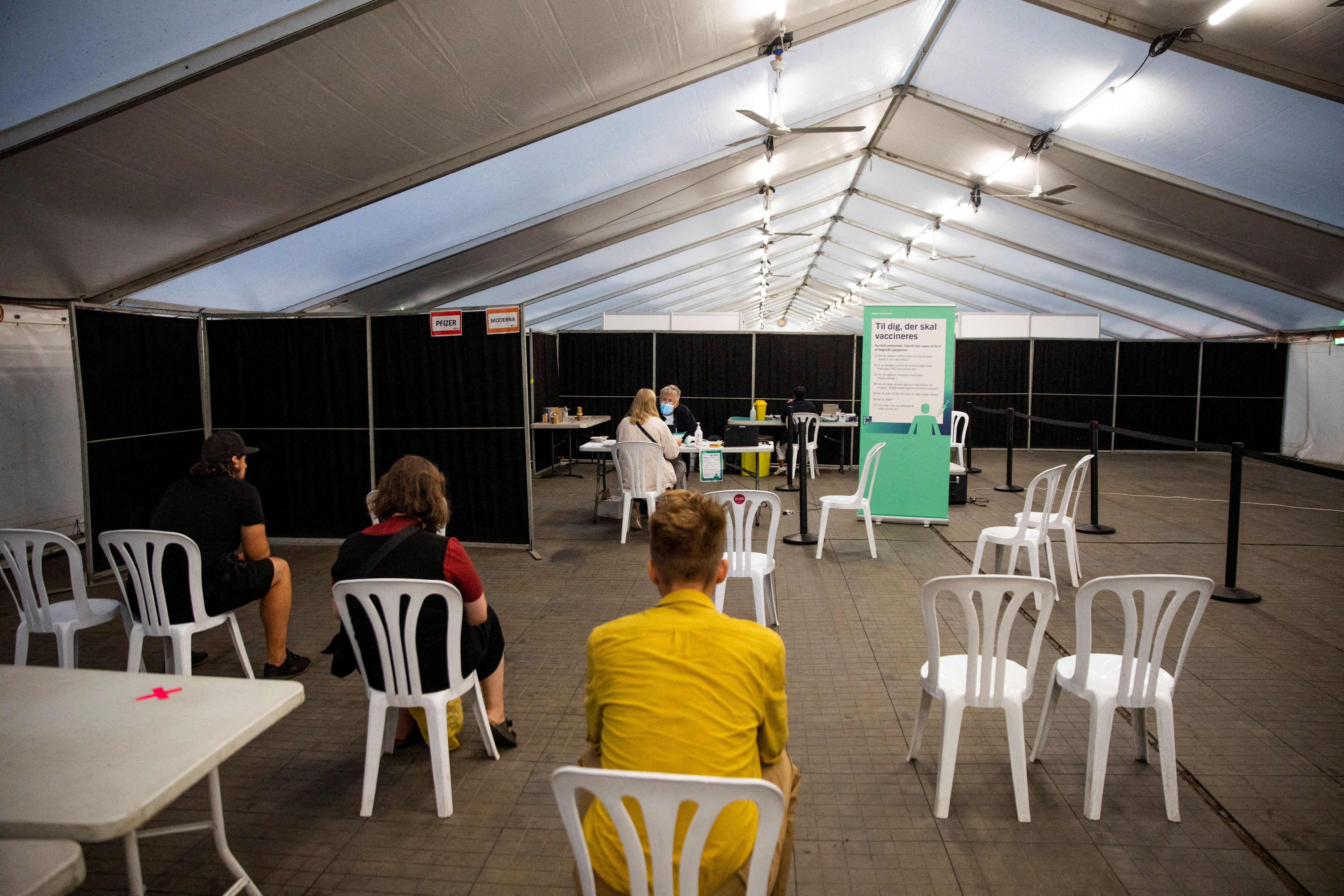 Pop-up vaccination center set-up in Faelledparken, for those attending the concert by a Danish band, 