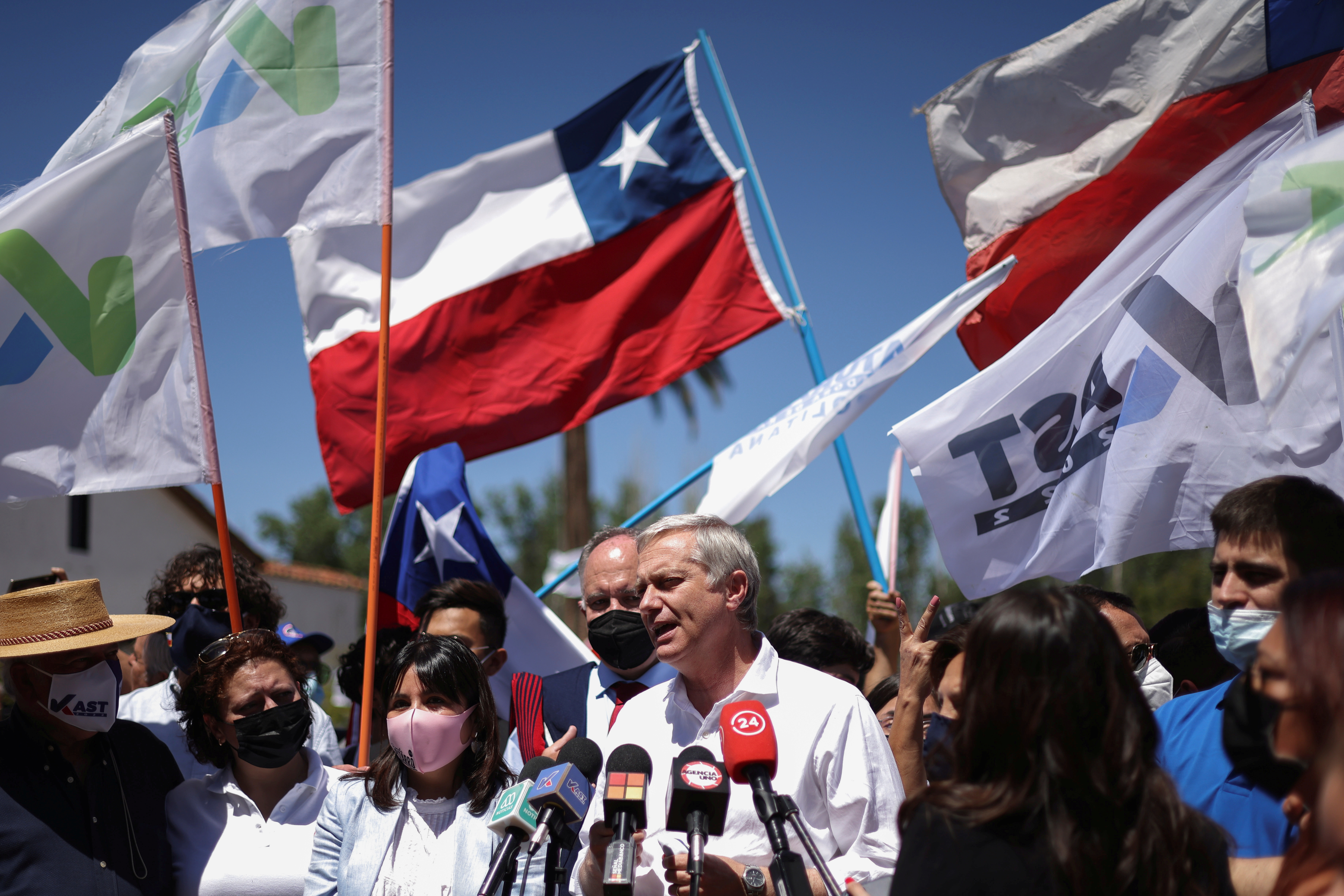 Chilean presidential candidate Jose Antonio Kast meets with supporters in Santiago