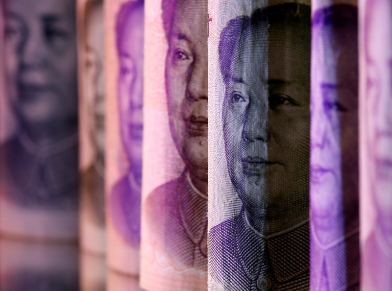 Chinese Yuan banknotes are seen in this illustration