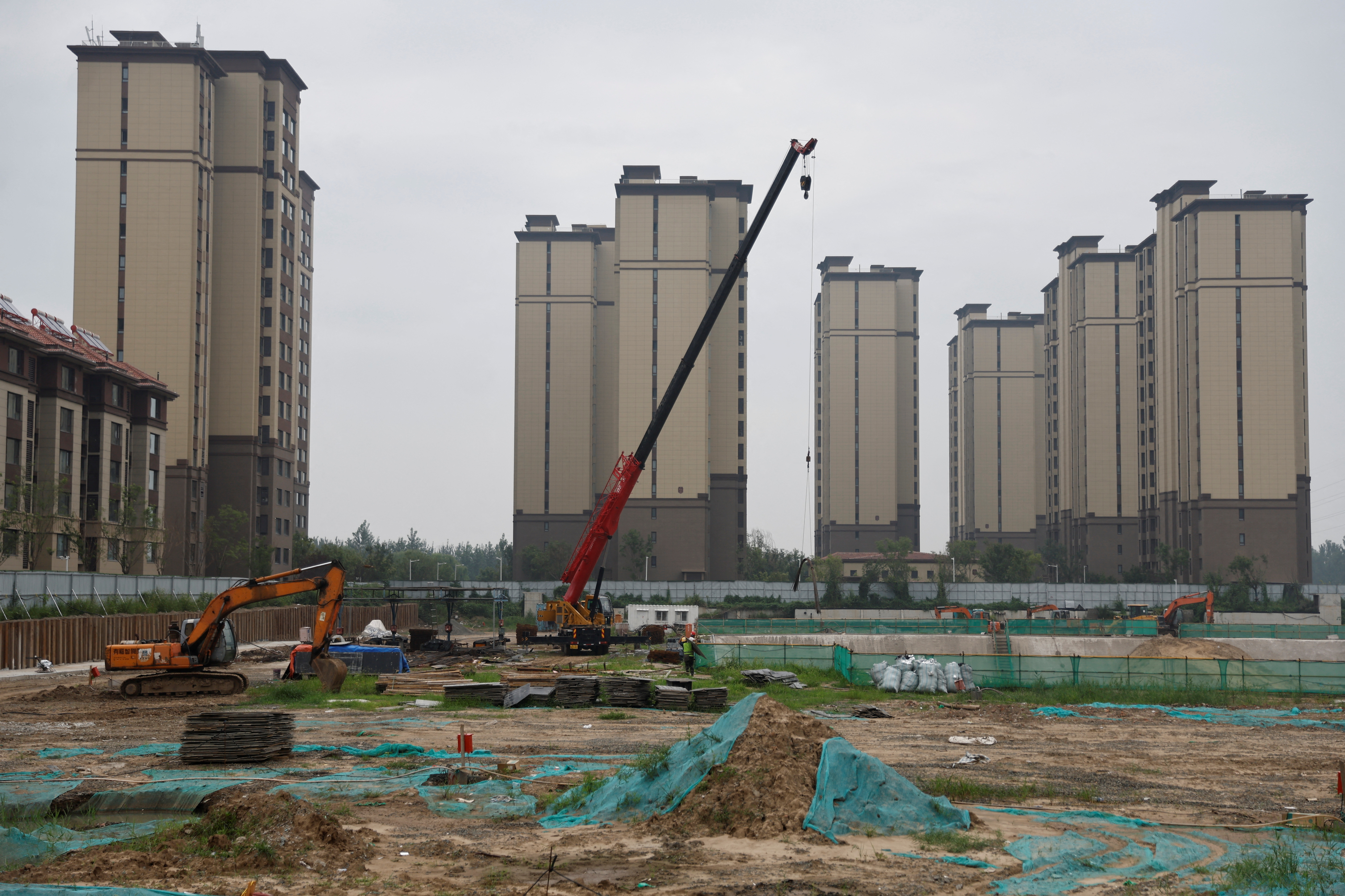 Construction site of residential buildings by Chinese developer Country Garden in Tianjin
