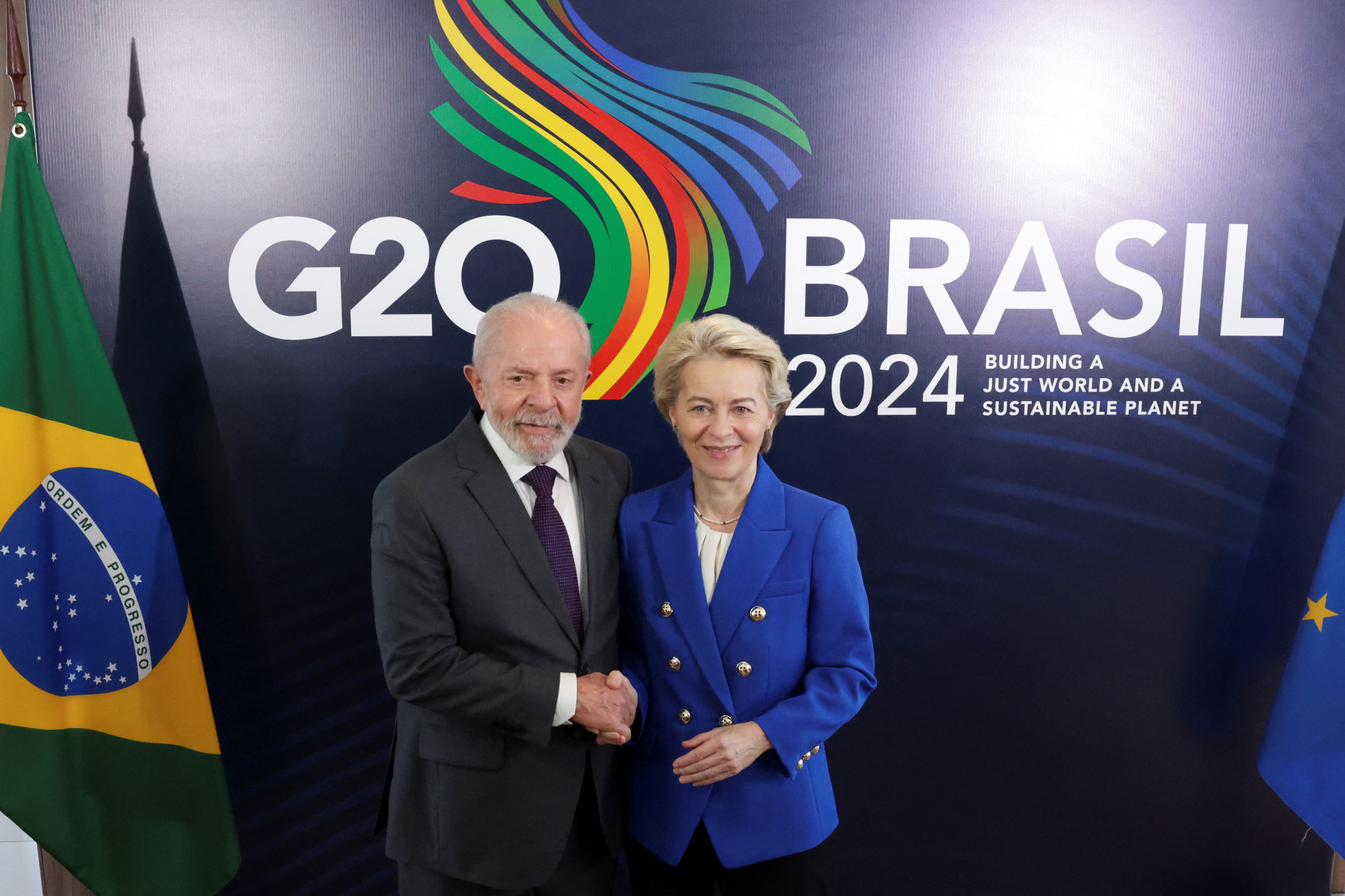 Brazil's President Lula meets with European Commission President Ursula von der Leyen, ahead of the G20 summit in Rio de Janeiro