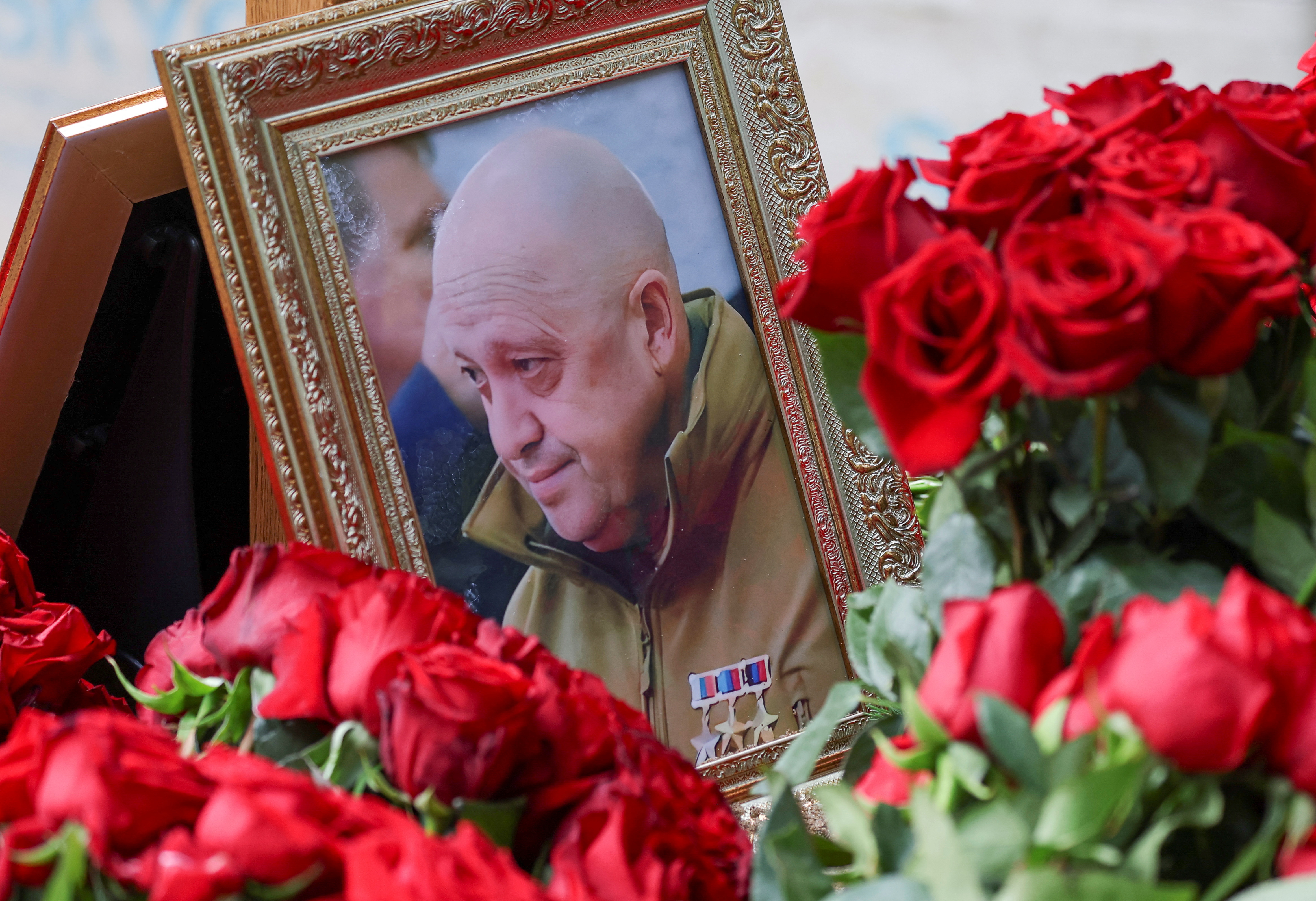 A view shows the grave of Russian mercenary chief Yevgeny Prigozhin in St Petersburg