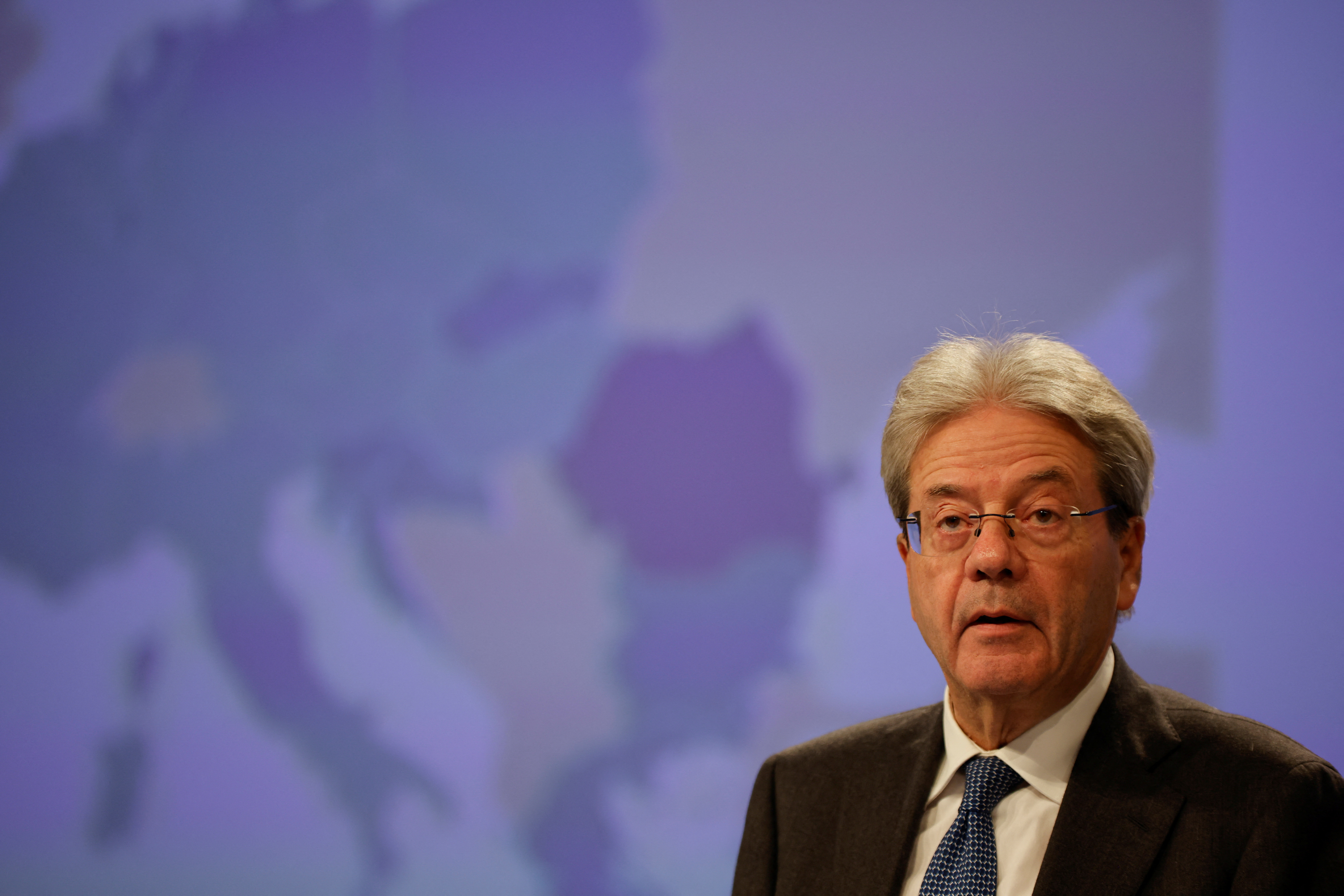 EU Economic Commissioner Paolo Gentiloni holds a news conference in Brussels