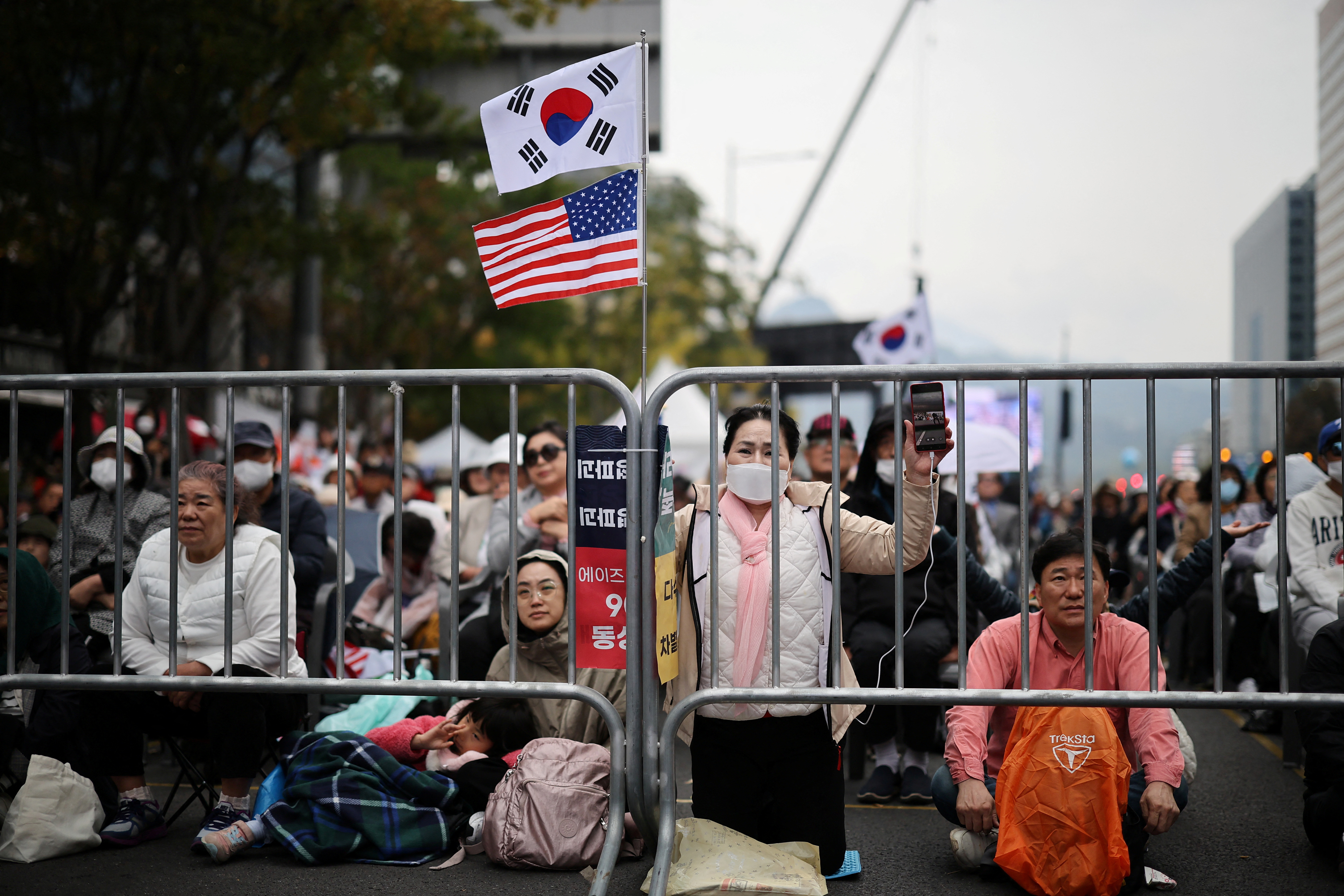 South Korean Christians hold a massive worship service in protest of the legislation of anti-discrimination bills and same-sex relationships, in central Seoul