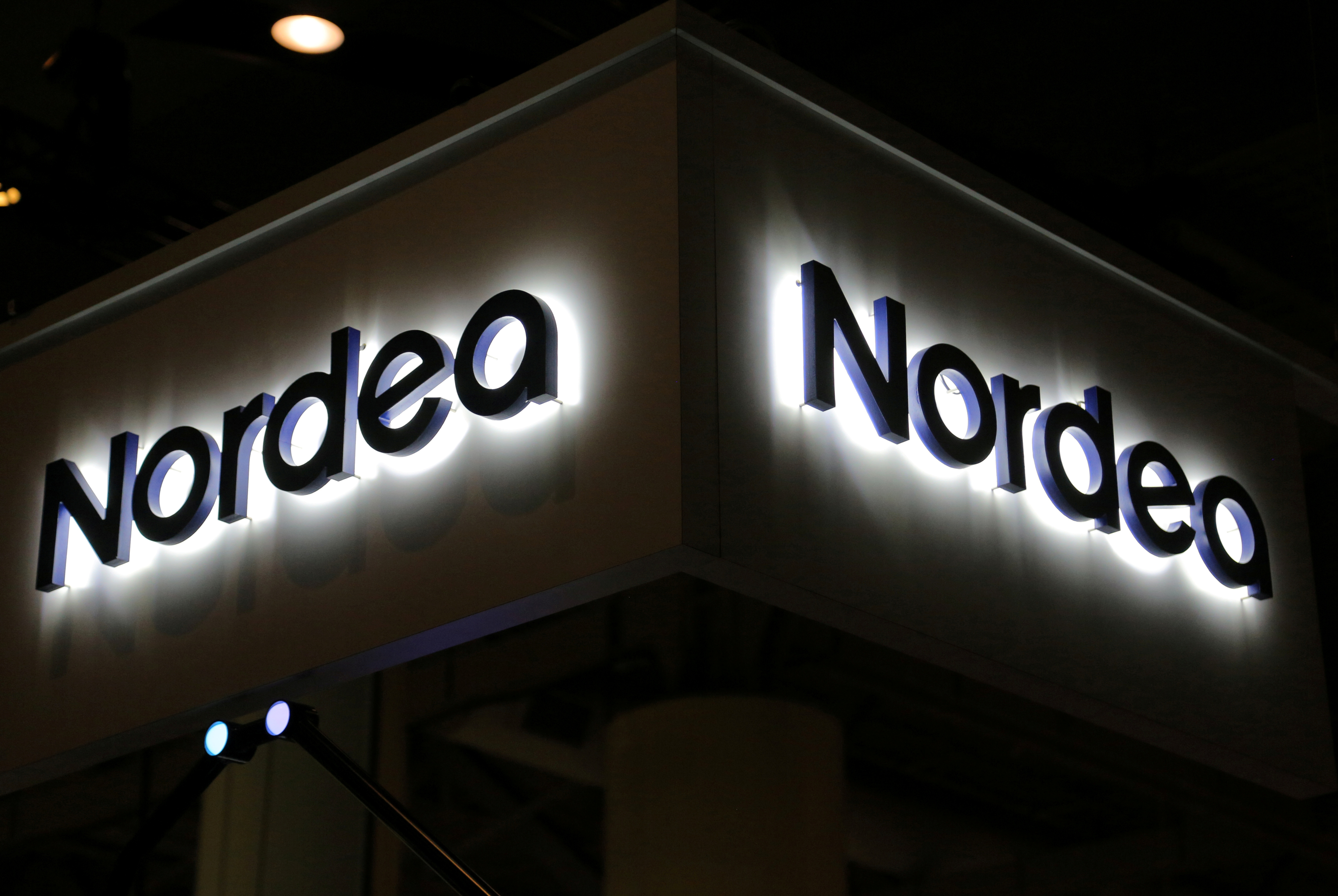 The Nordea Bank AB logo is seen at the SIBOS banking and financial conference in Toronto