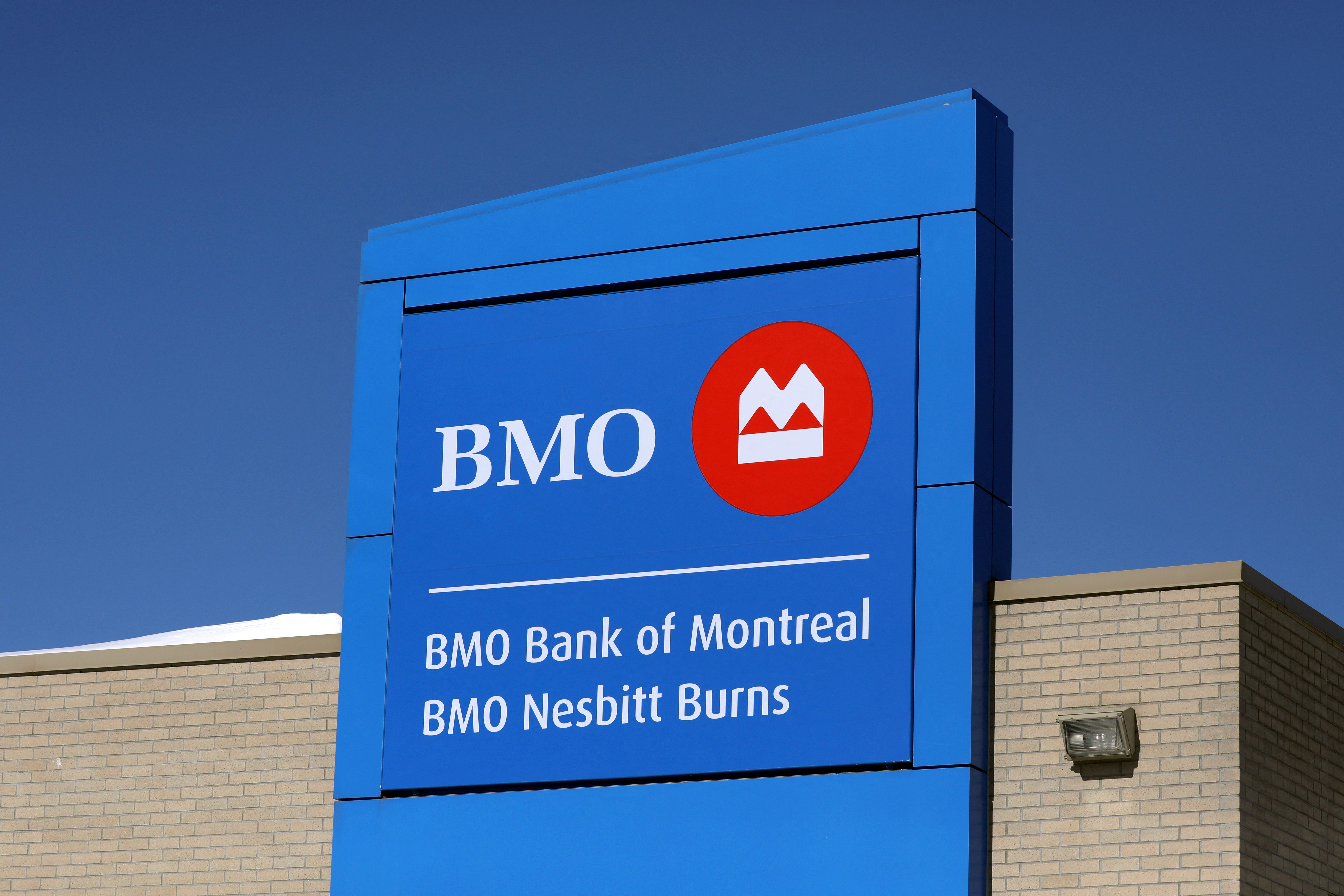 A Bank of Montreal logo is seen outside of a branch in Ottawa