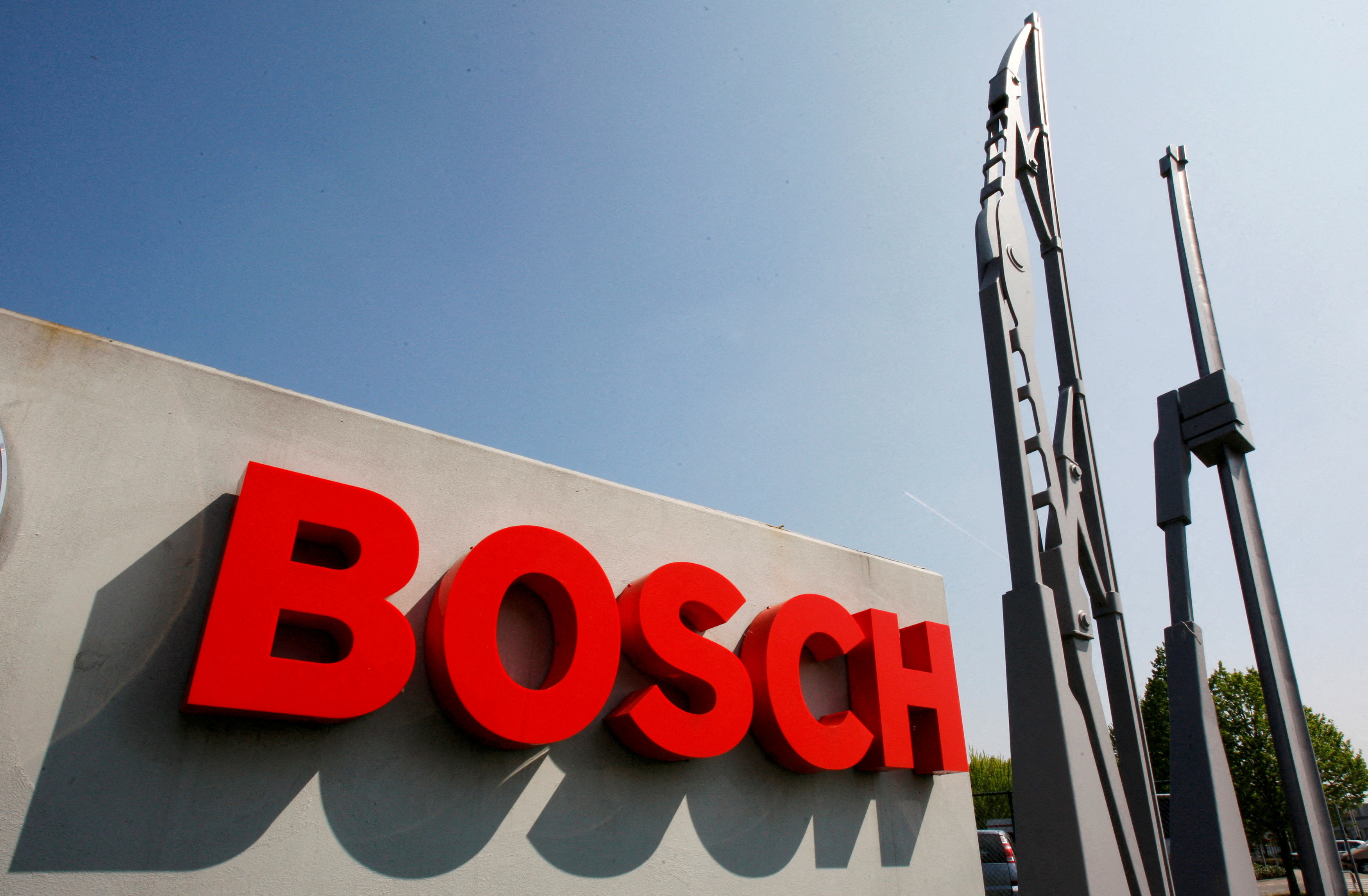 View of the entrance of German automotive parts manufacturer Robert Bosch Belgian plant in Tienen