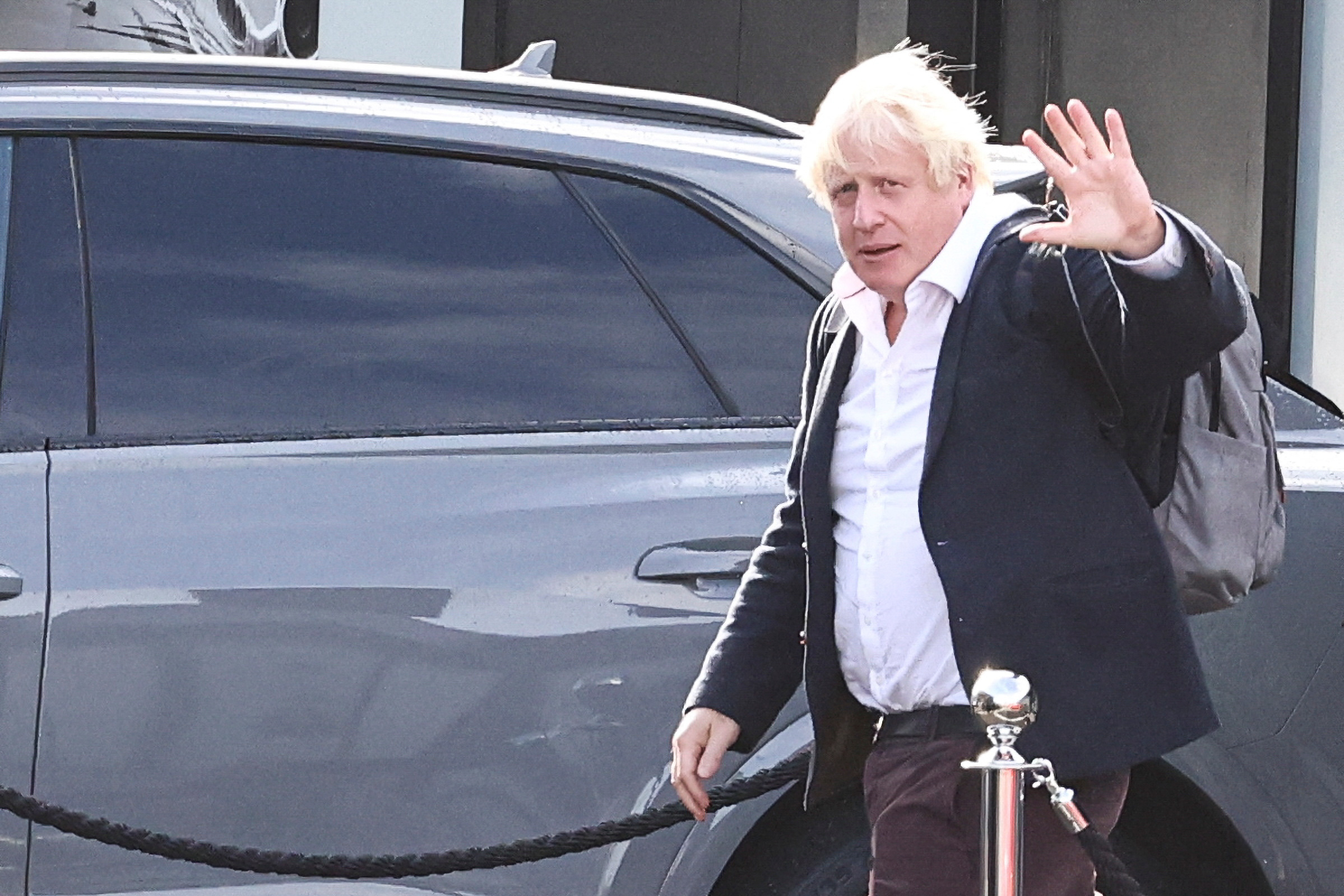 Former British PM Johnson at Gatwick Airport near London