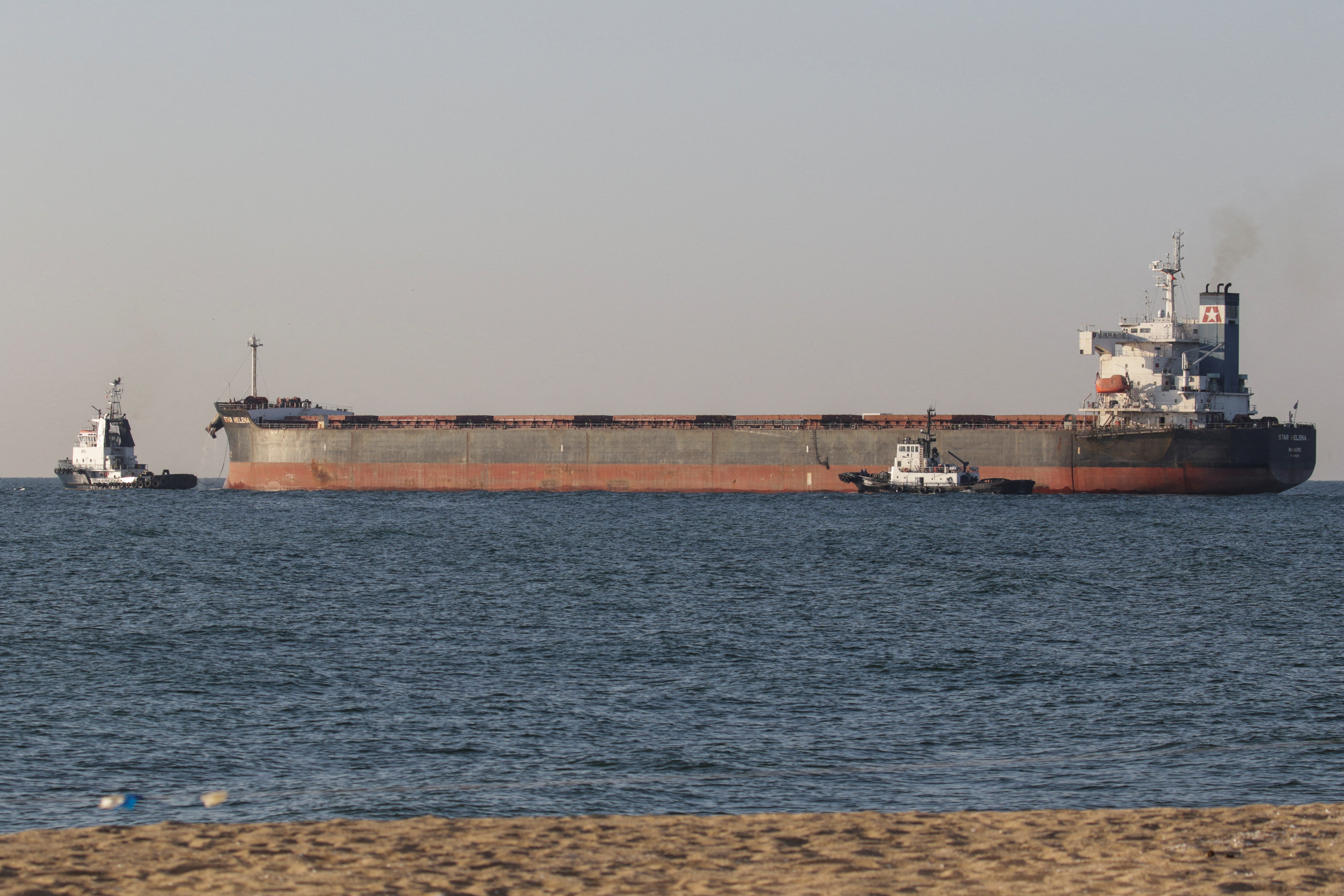 The bulk carrier Star Helena leaves the sea port in Chornomorsk
