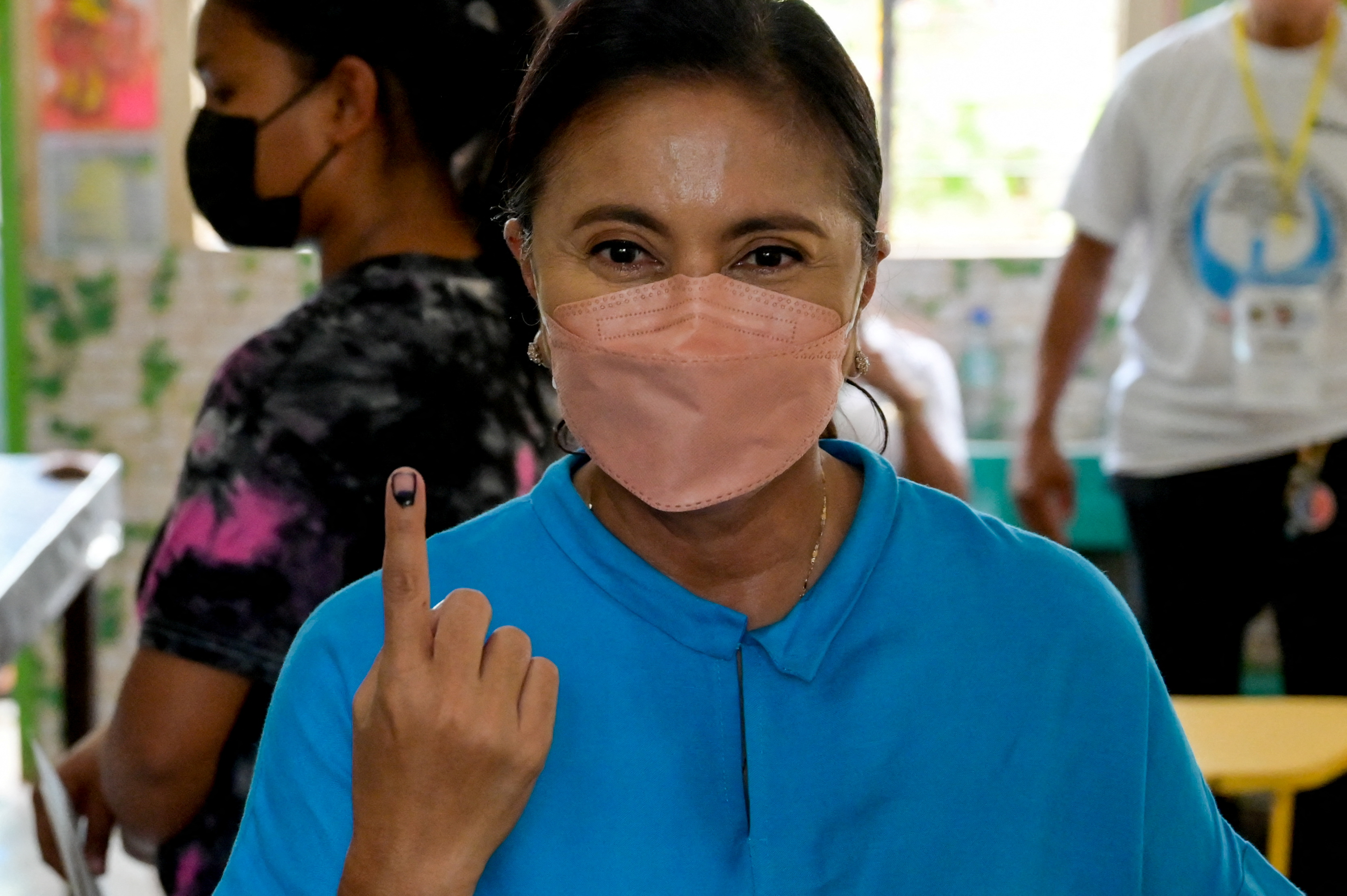 Philippine Vice President and presidential candidate Leni Robredo casts her vote