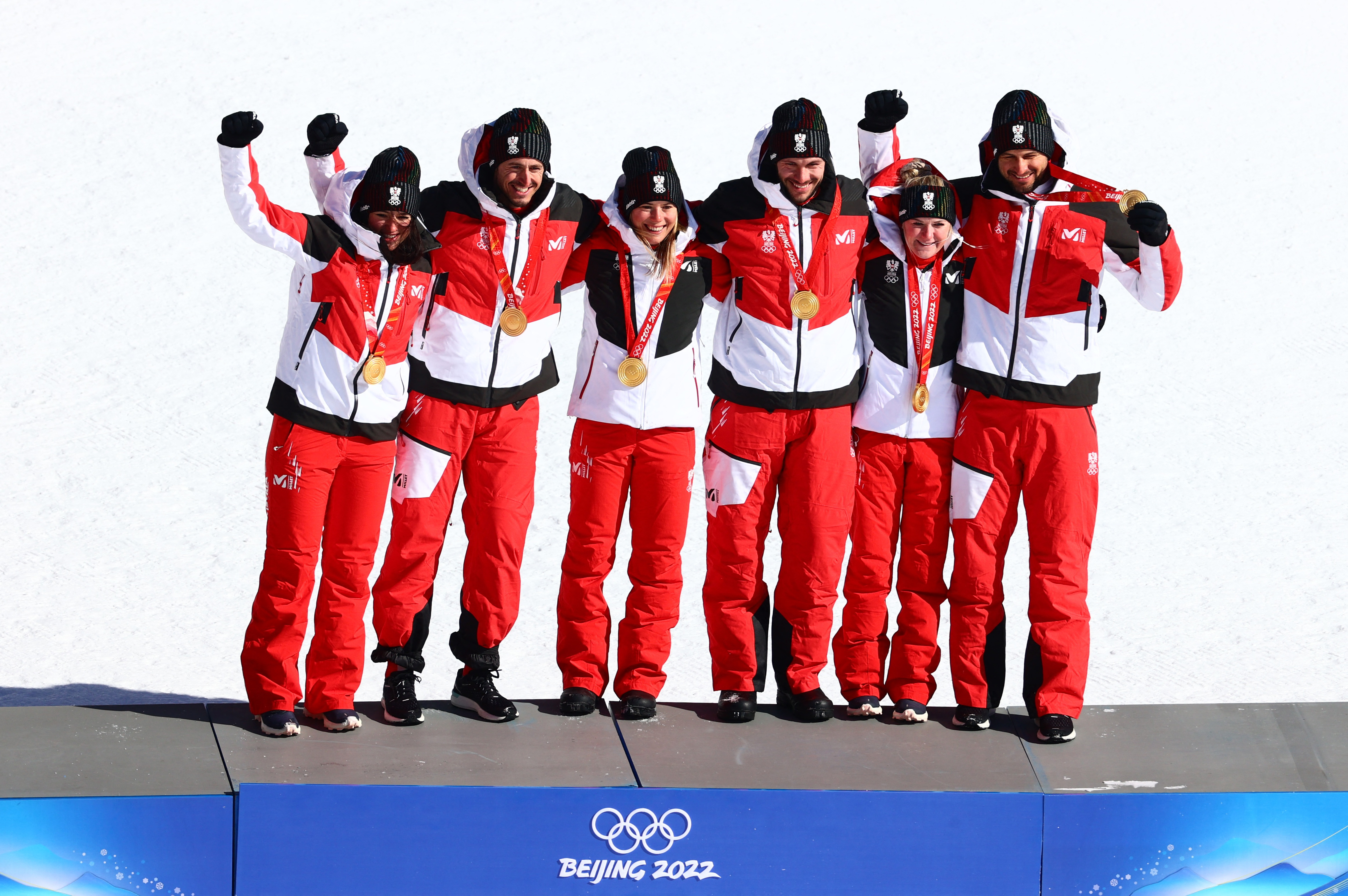 Victory Ceremony - Alpine Skiing - Mixed Team Parallel