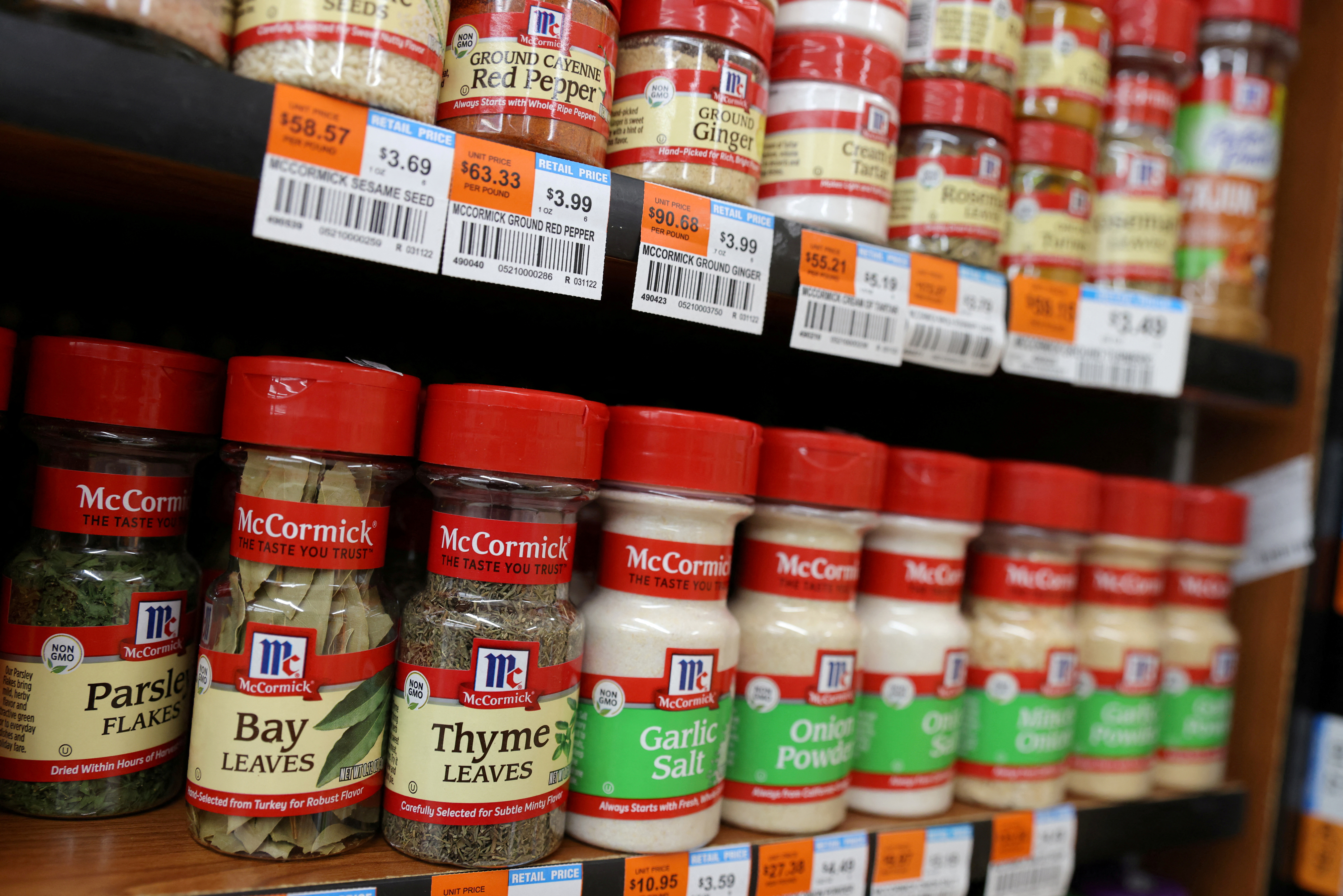 McCormick & Company spices are seen on display in a store in Manhattan, New York City