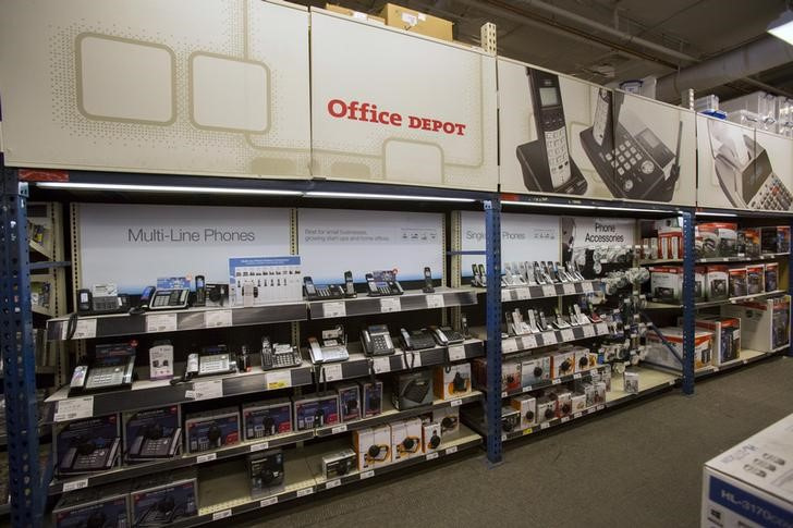 A general view of a telephones isle in an Office Depot store in Los Angeles