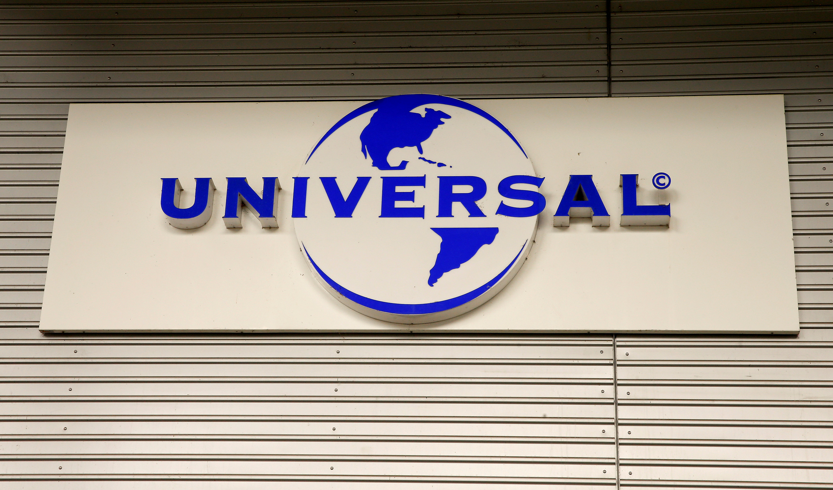 Logo of Universal Music Group is seen at a building in Zurich