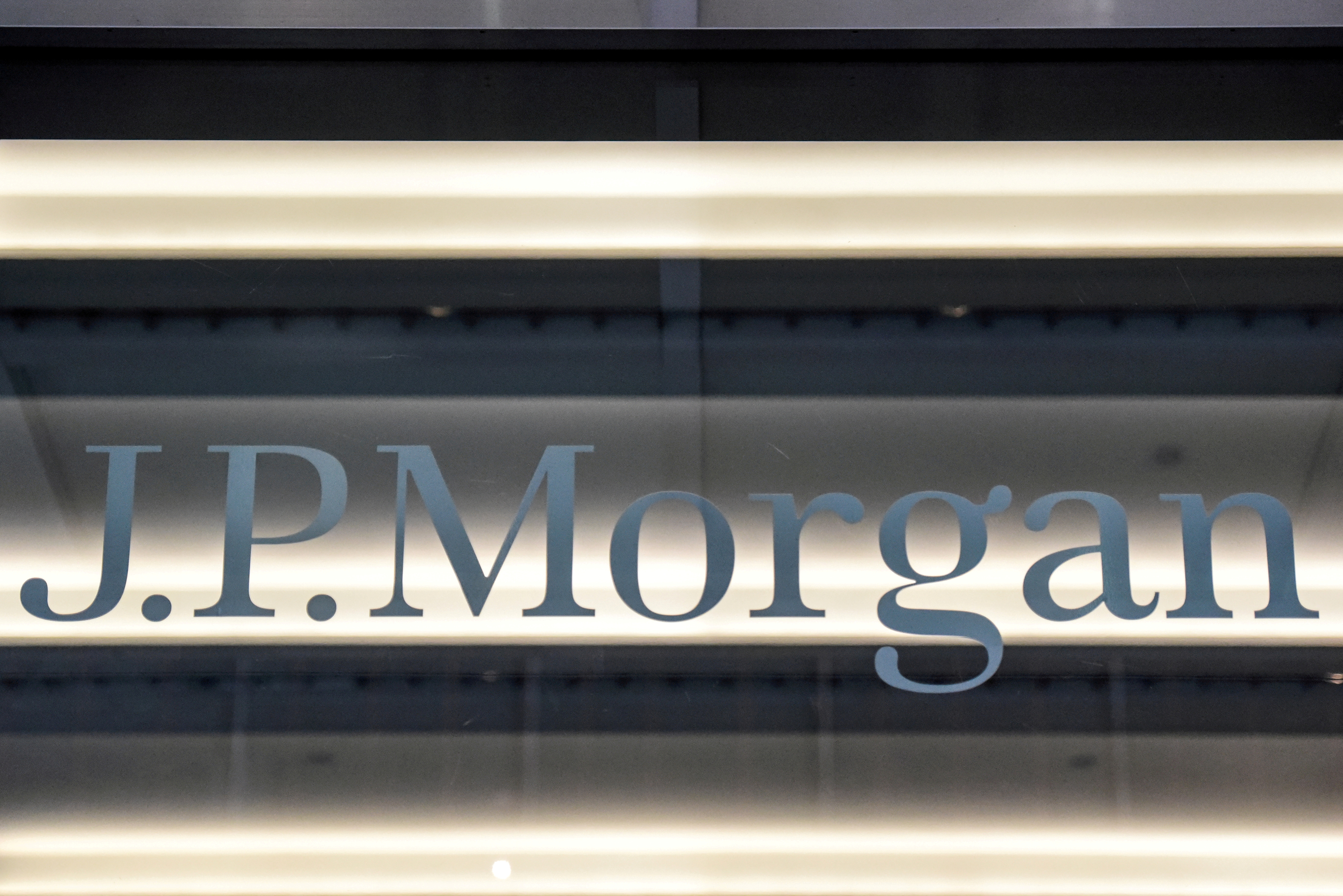 A JPMorgan logo is seen in New York City