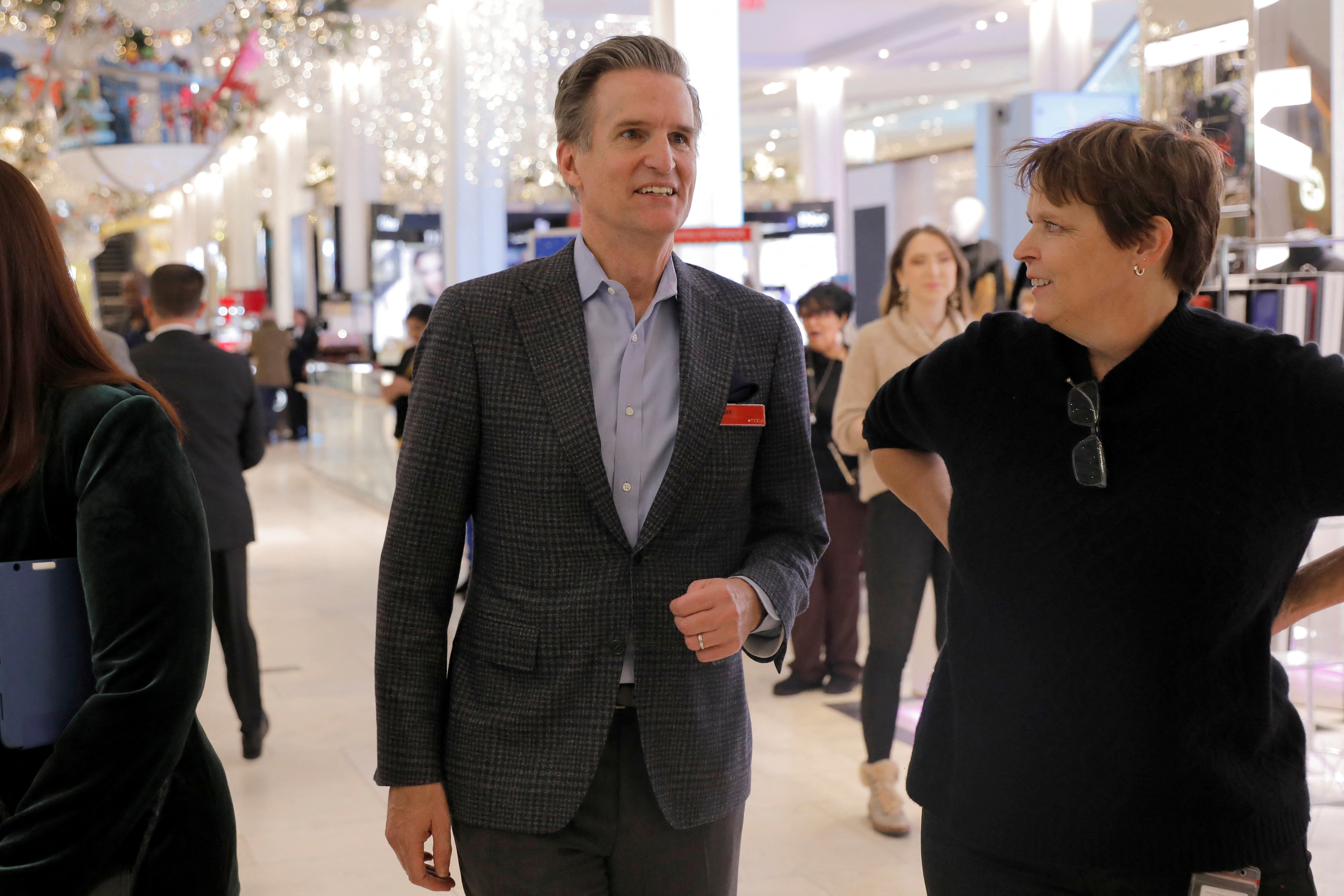 Macy's CEO Jeff Gennette arrives to view the Macy's Herald Square early opening for the Black Friday sales in Manhattan, New York City