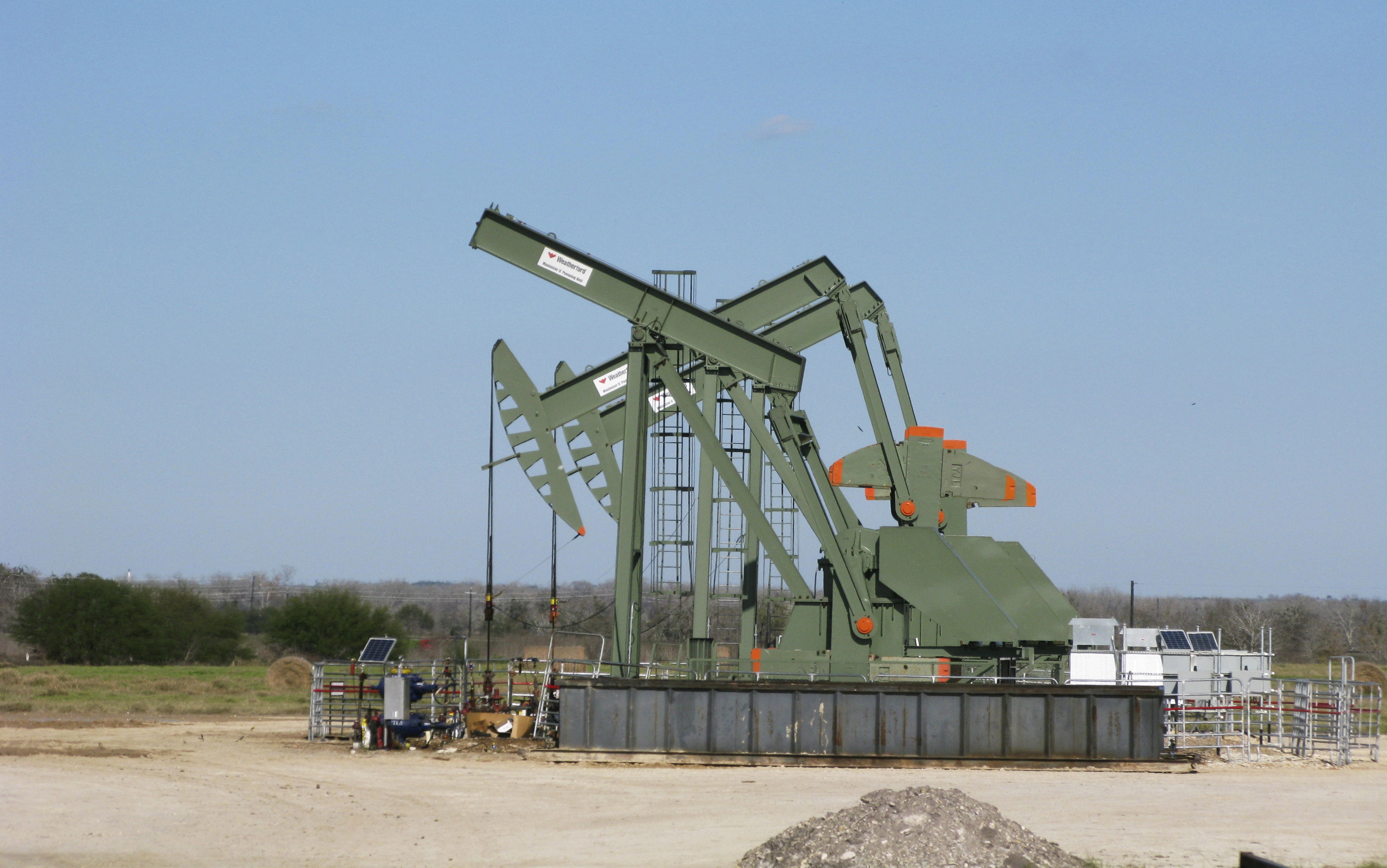 A pump jack used to help lift crude oil from a well in South Texas