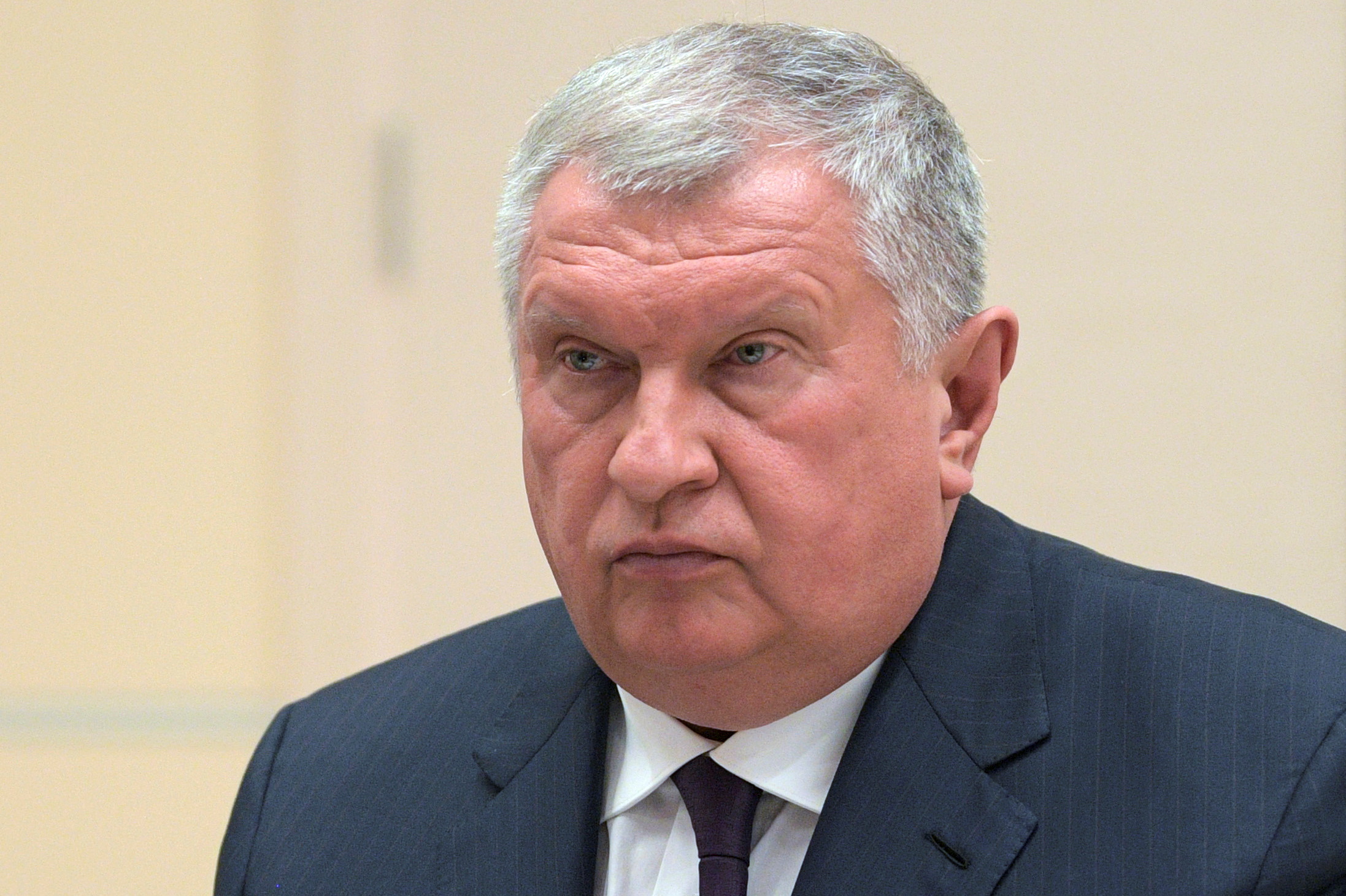 Chief Executive of Rosneft company Igor Sechin attends a meeting with Russian President Vladimir Putin at the Novo-Ogaryovo state residence outside Moscow