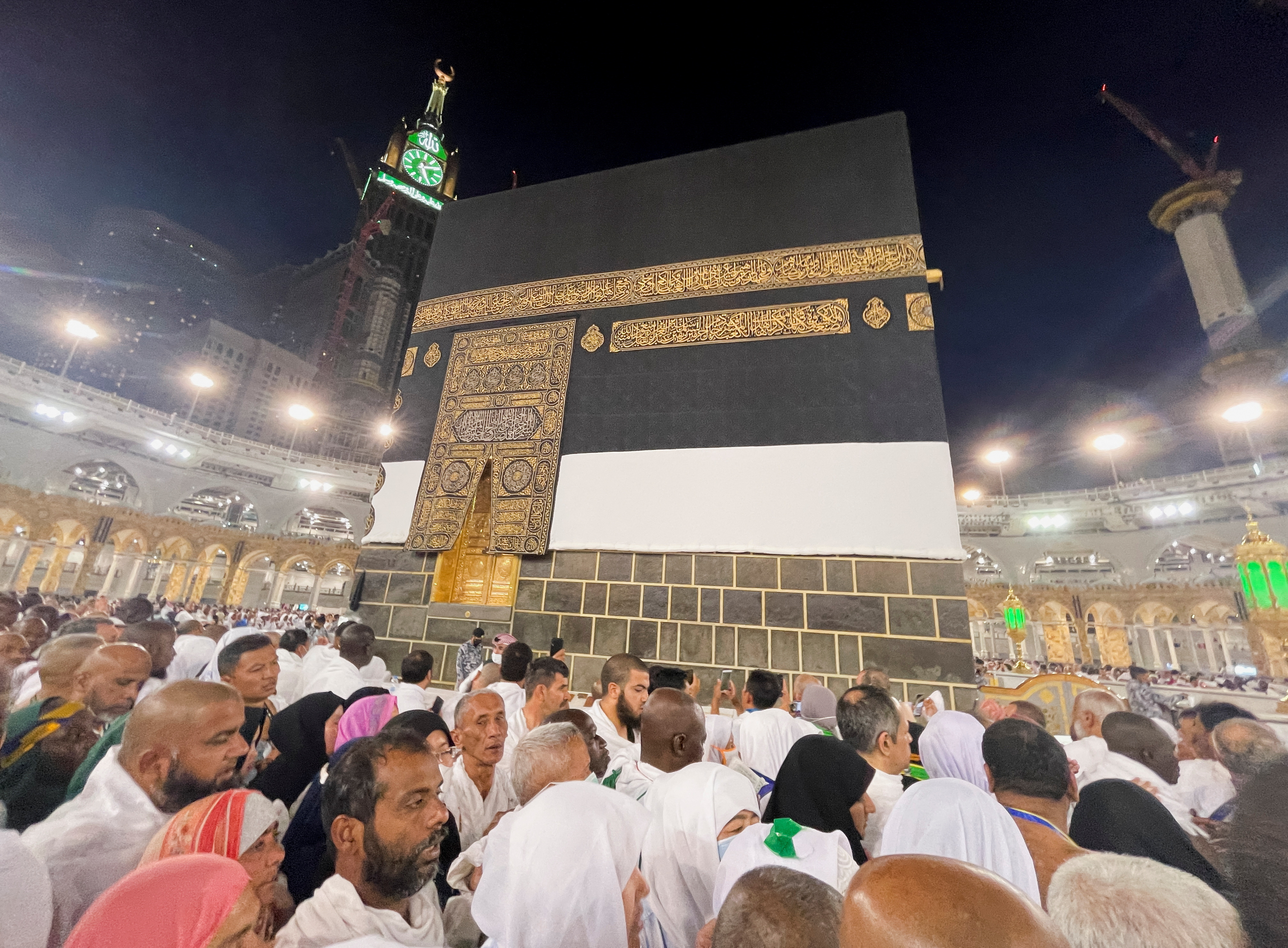 Muslim pilgrims circle the Kaaba and pray at the Grand mosque in the holy city of Mecca, Saudi Arabia