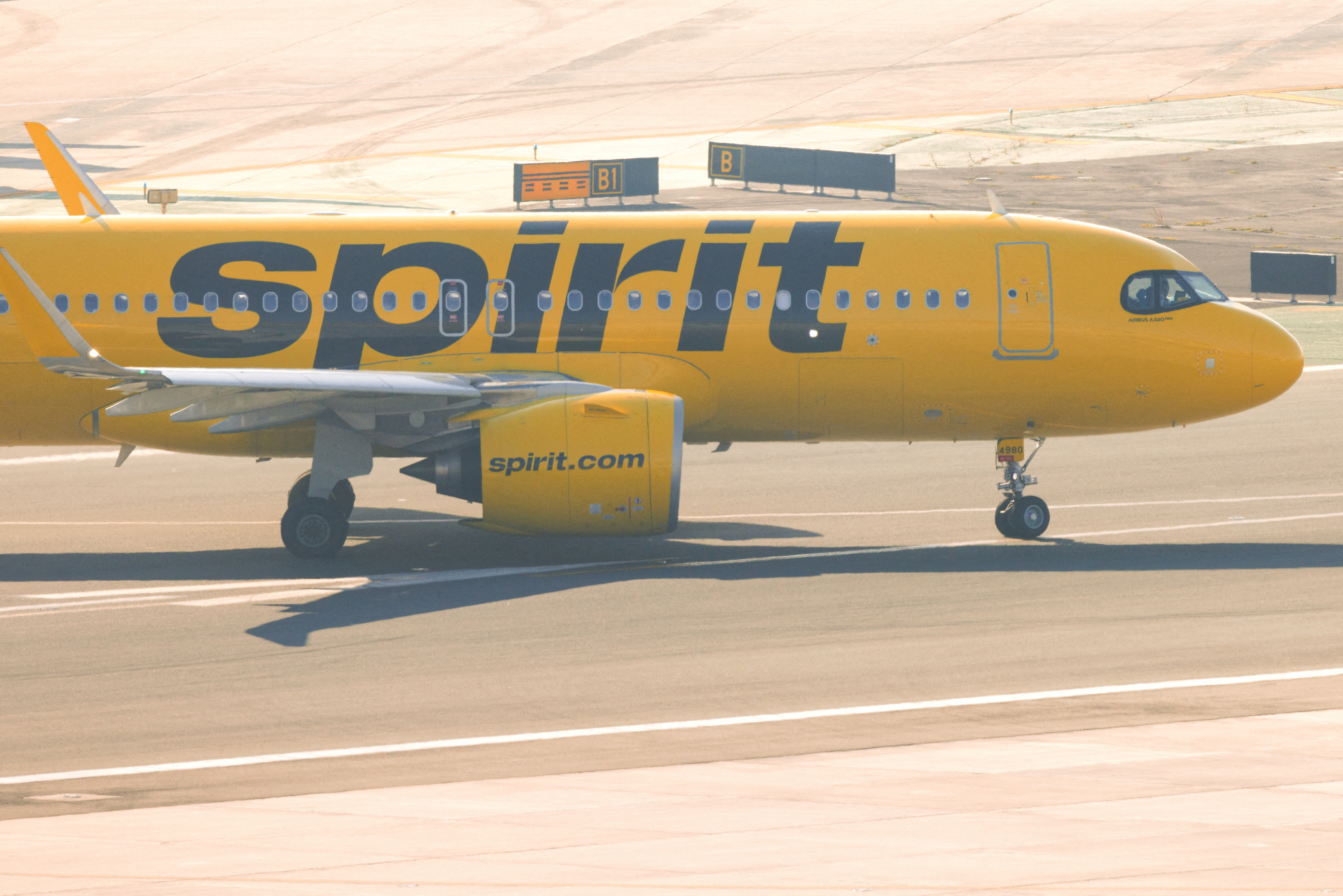 Spirit Airlines aircraft departs after acquisition by JetBlue Airways blocked by federal judge