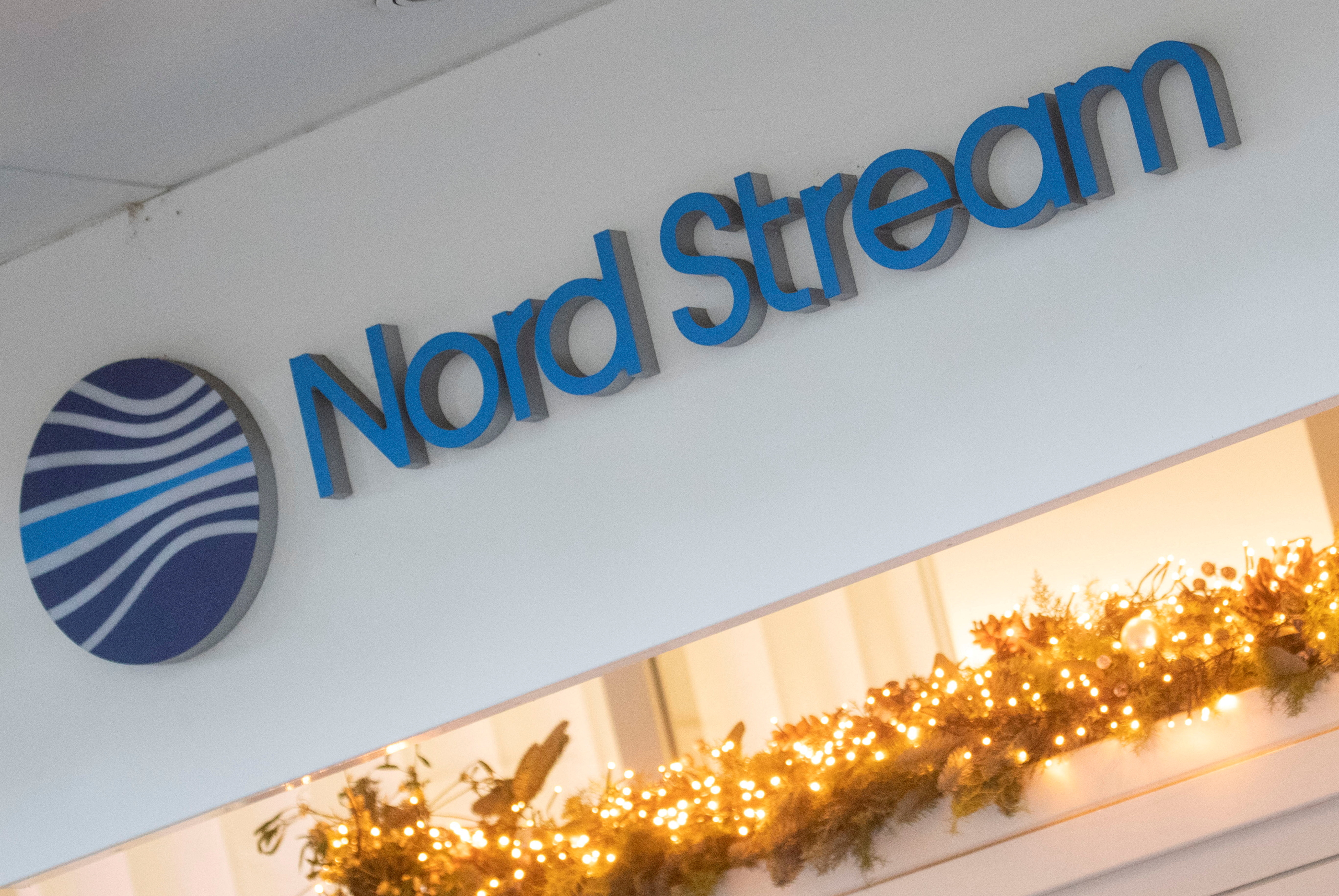 The logo of Nord Stream AG is seen at its headquarters in Zug