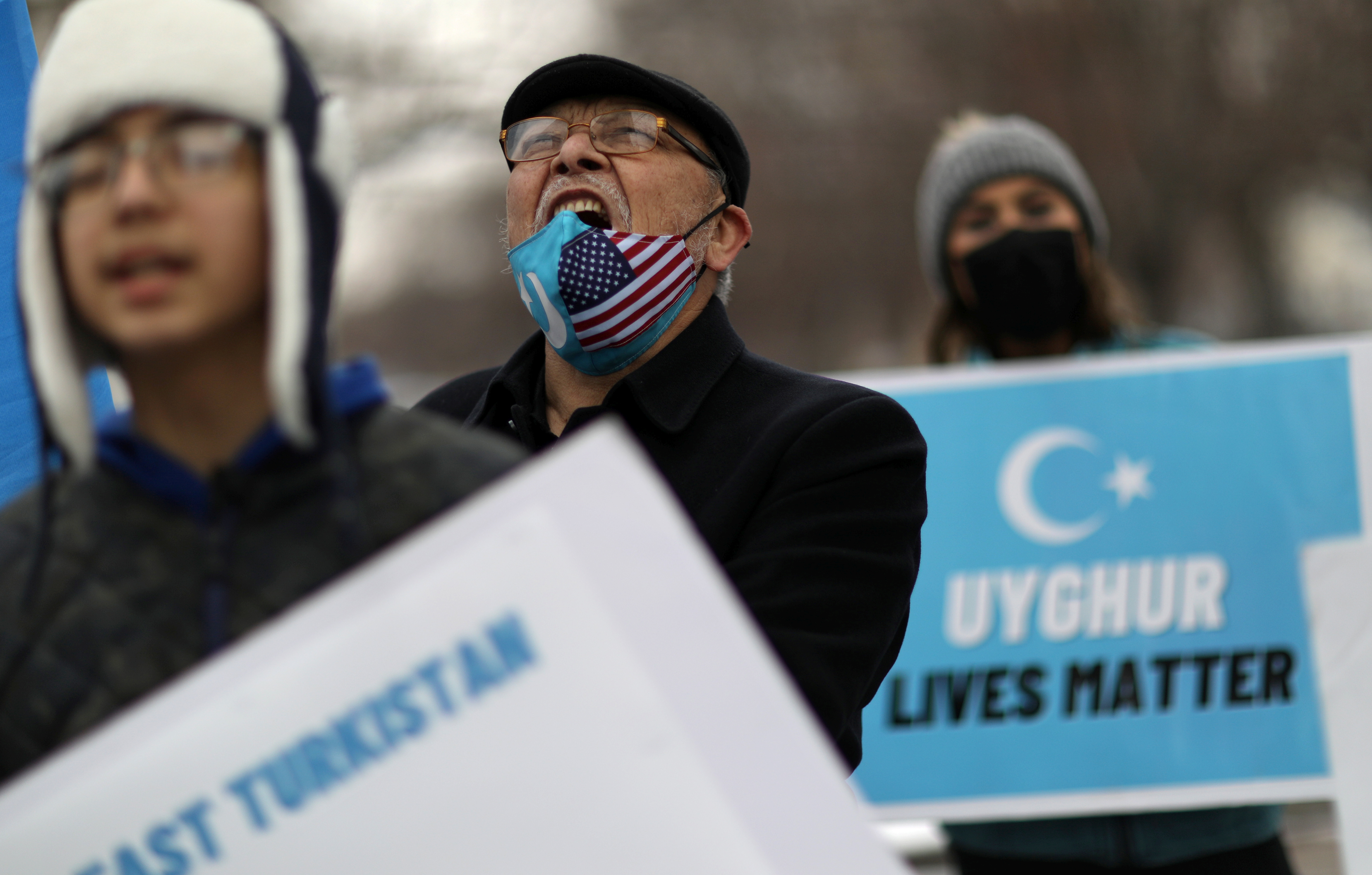 Protest împotriva Chinei pentru minoritățile uigure și musulmane la Washington