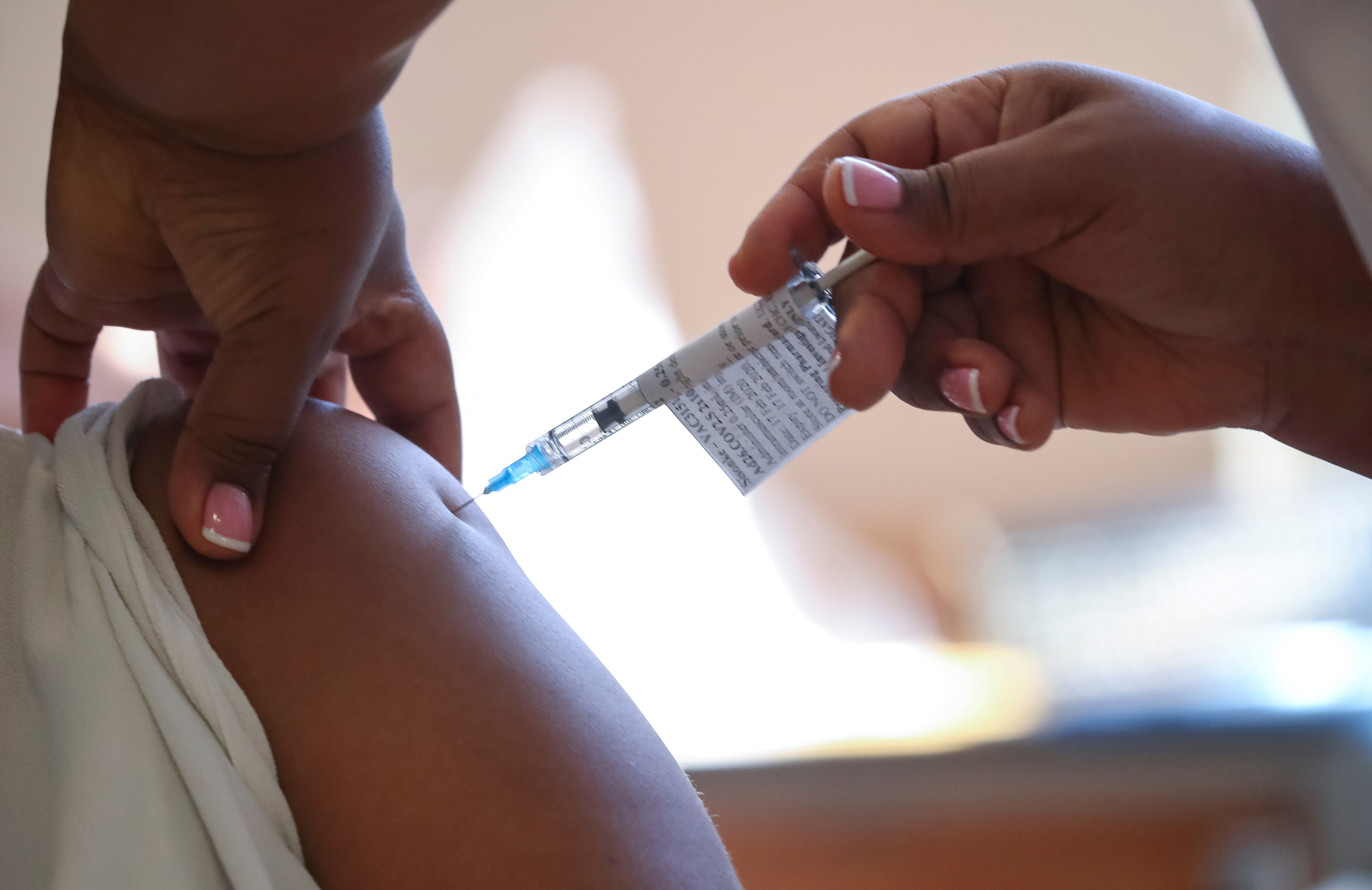COVID-19 vaccination at Khayelitsha Hospital near Cape Town