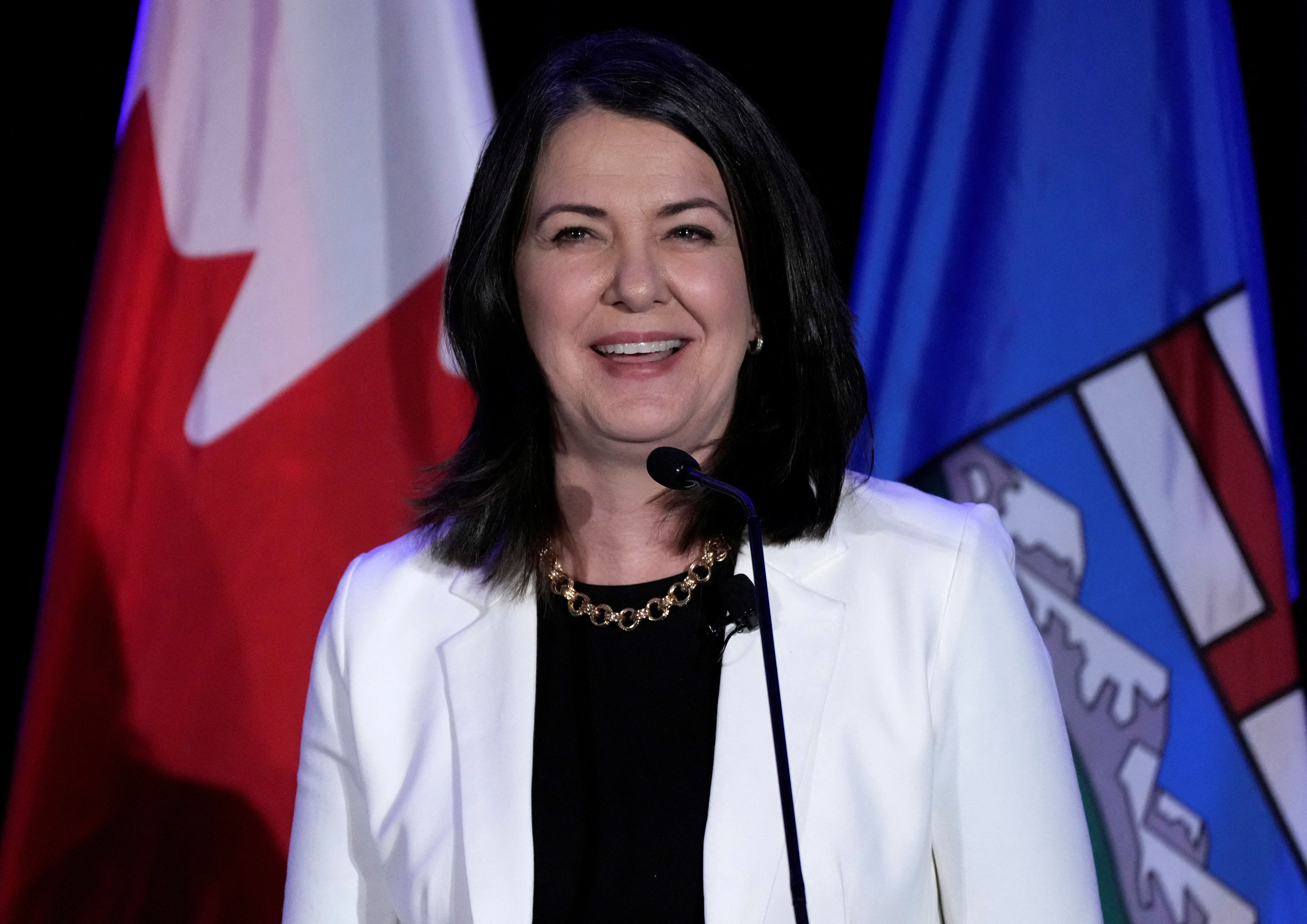 Alberta Premier Danielle Smith speaks at the Calgary Chamber of Commerce