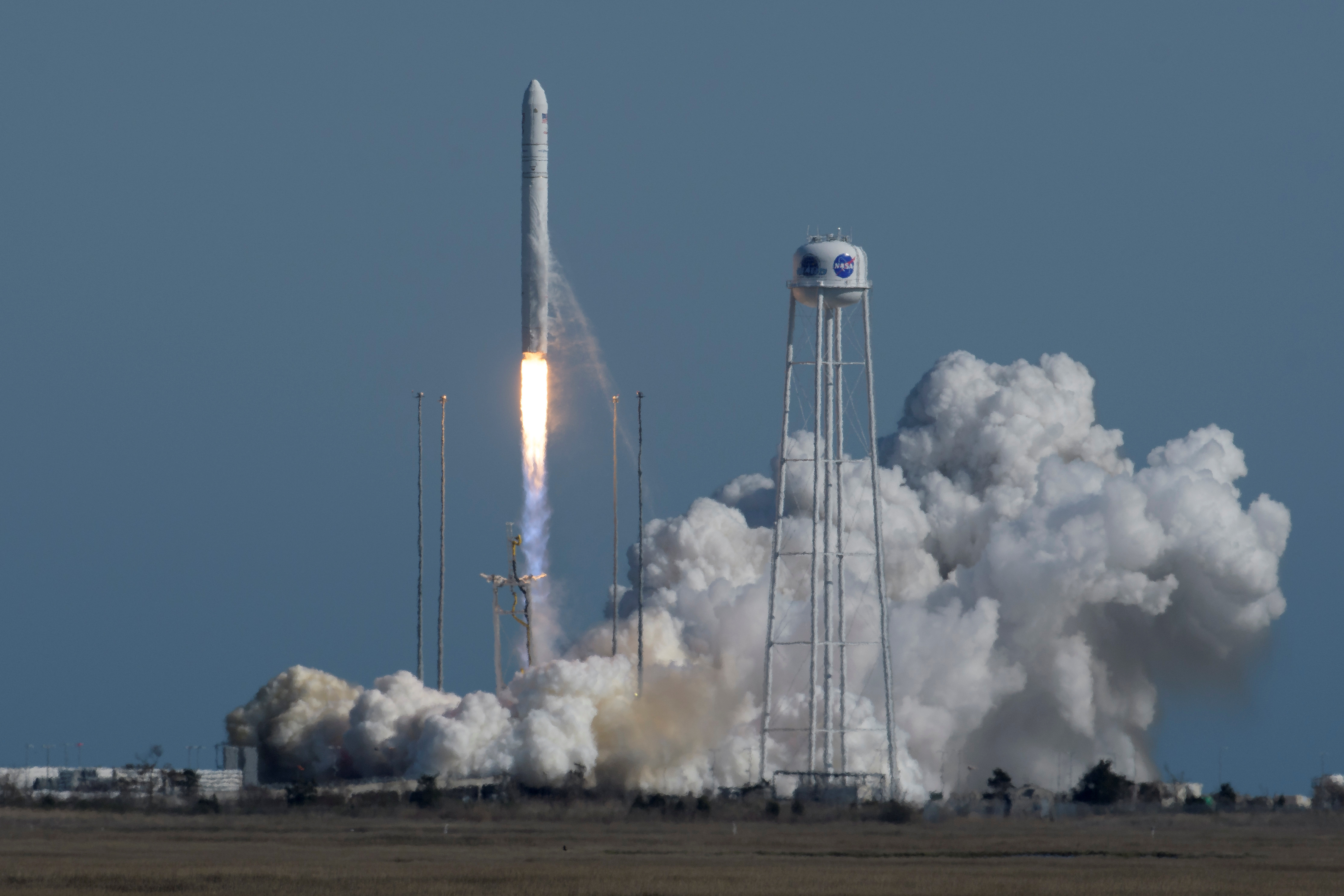 The Northrop Grumman Antares rocket with Cygnus resupply spacecraft onboard launches from Pad-0A at NASA's Wallops Flight Facility in Virginia