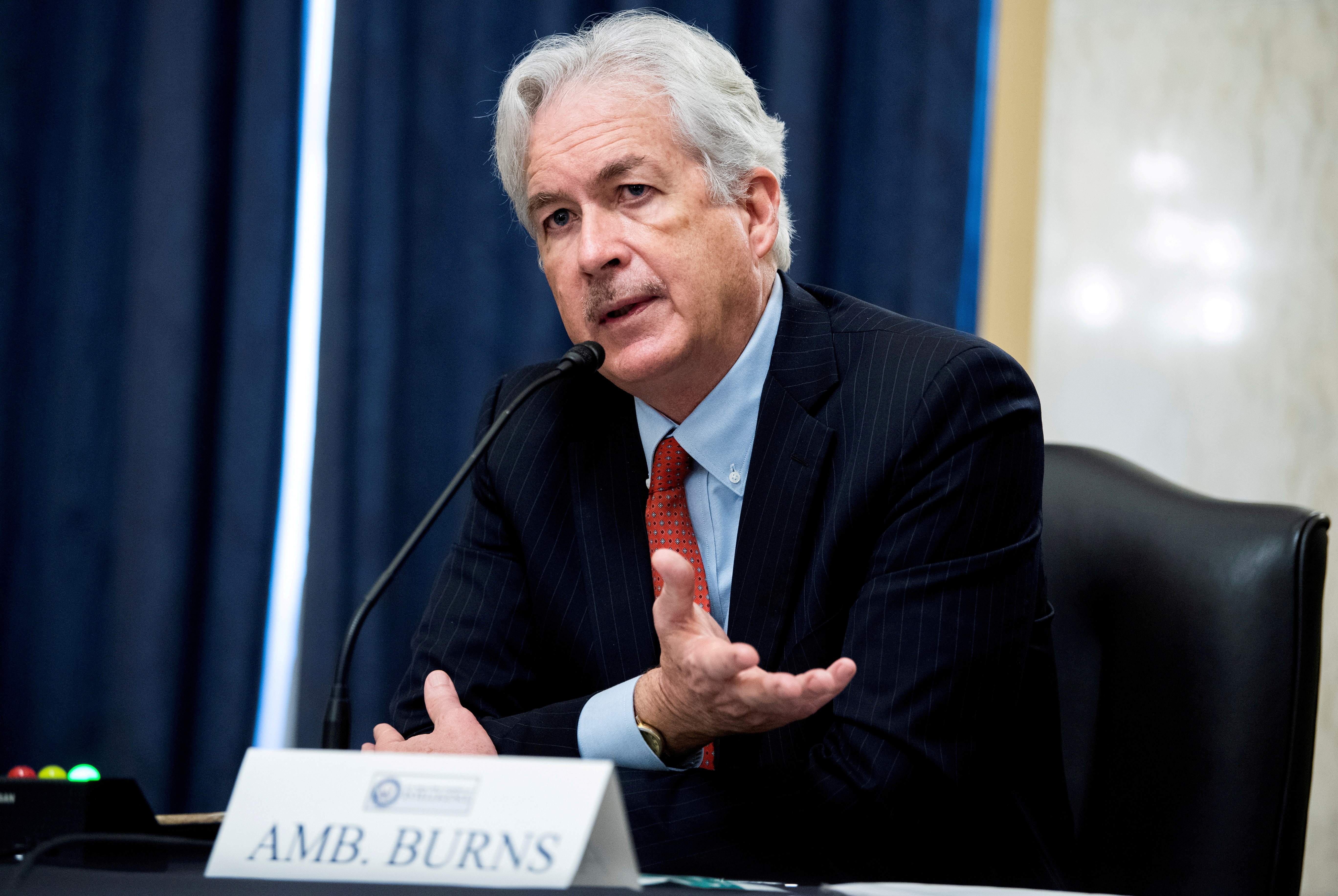 William Burns testifies during a Senate Intelligence Committee hearing for his nomination as Central Intelligence Agency (CIA) director