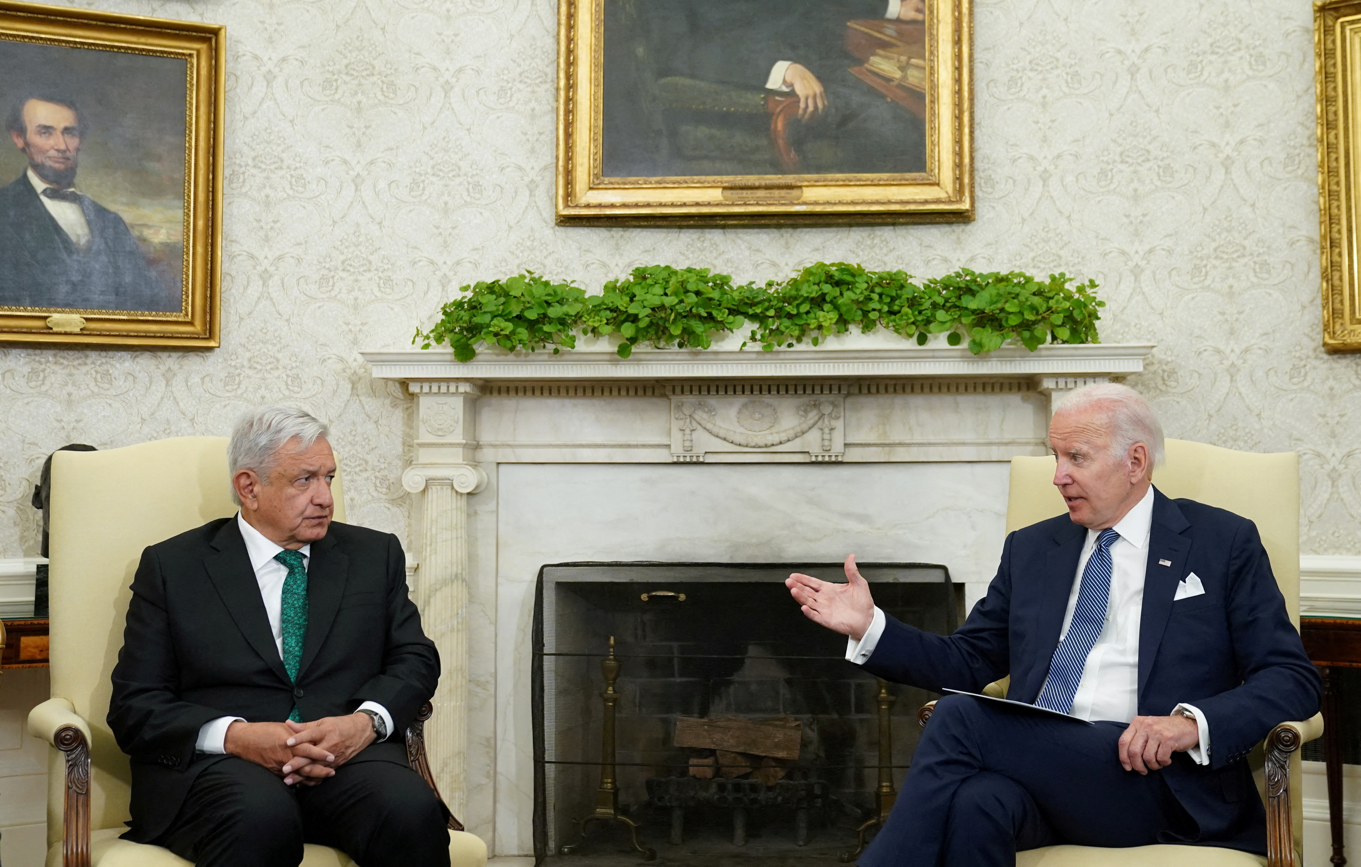 Biden meets with Mexican President Andres Manuel Lopez Obrador at the White House in Washington
