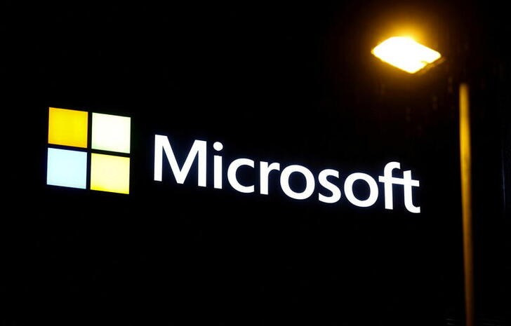 The logo of Microsoft is seen at an office building in Wallisellen