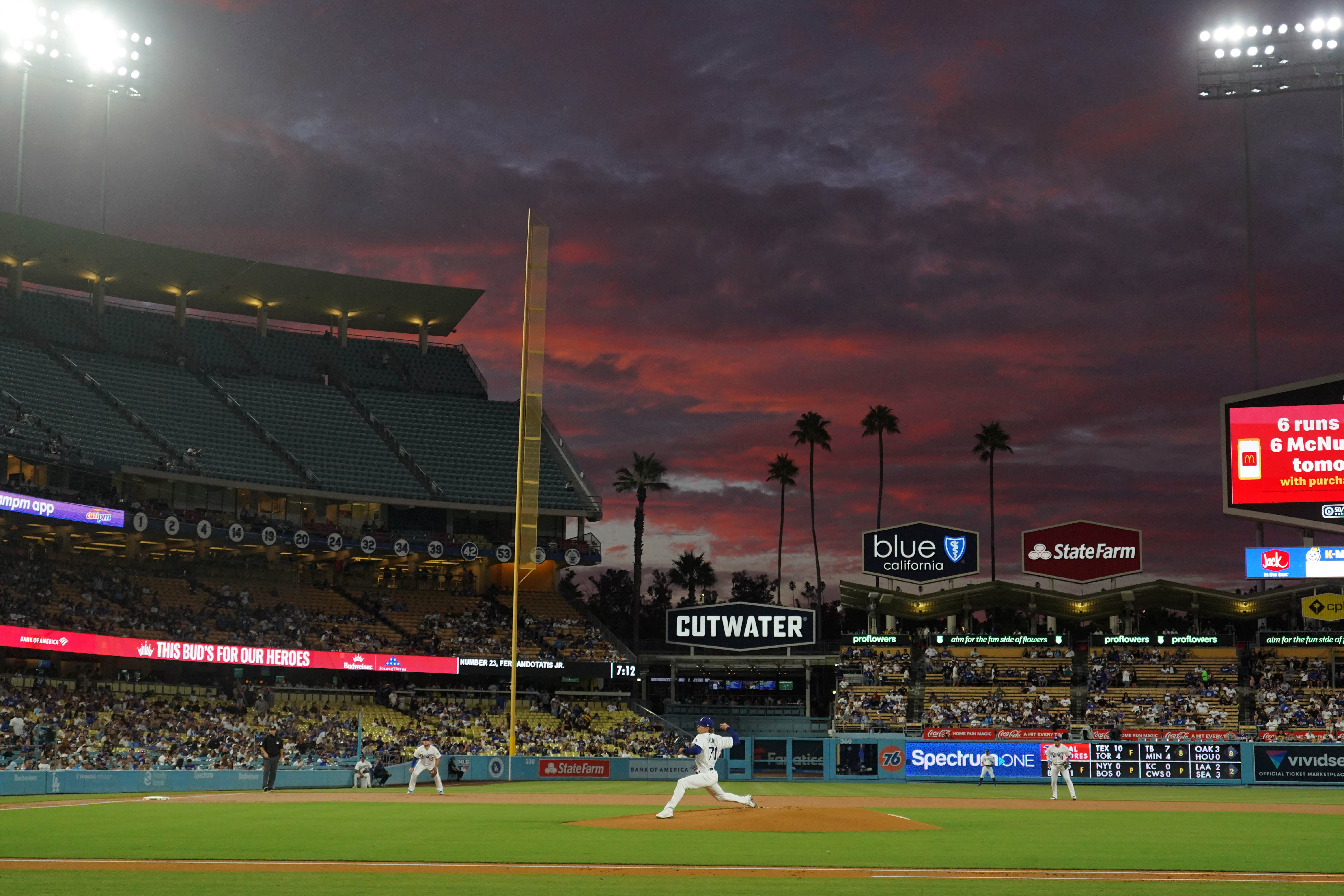 Sunset at Dodger Stadium yesterday : r/Dodgers