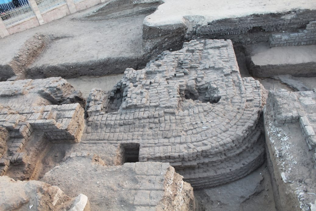 View of a new area uncovered by ISAW at the temple of Ramesses II in Abydos