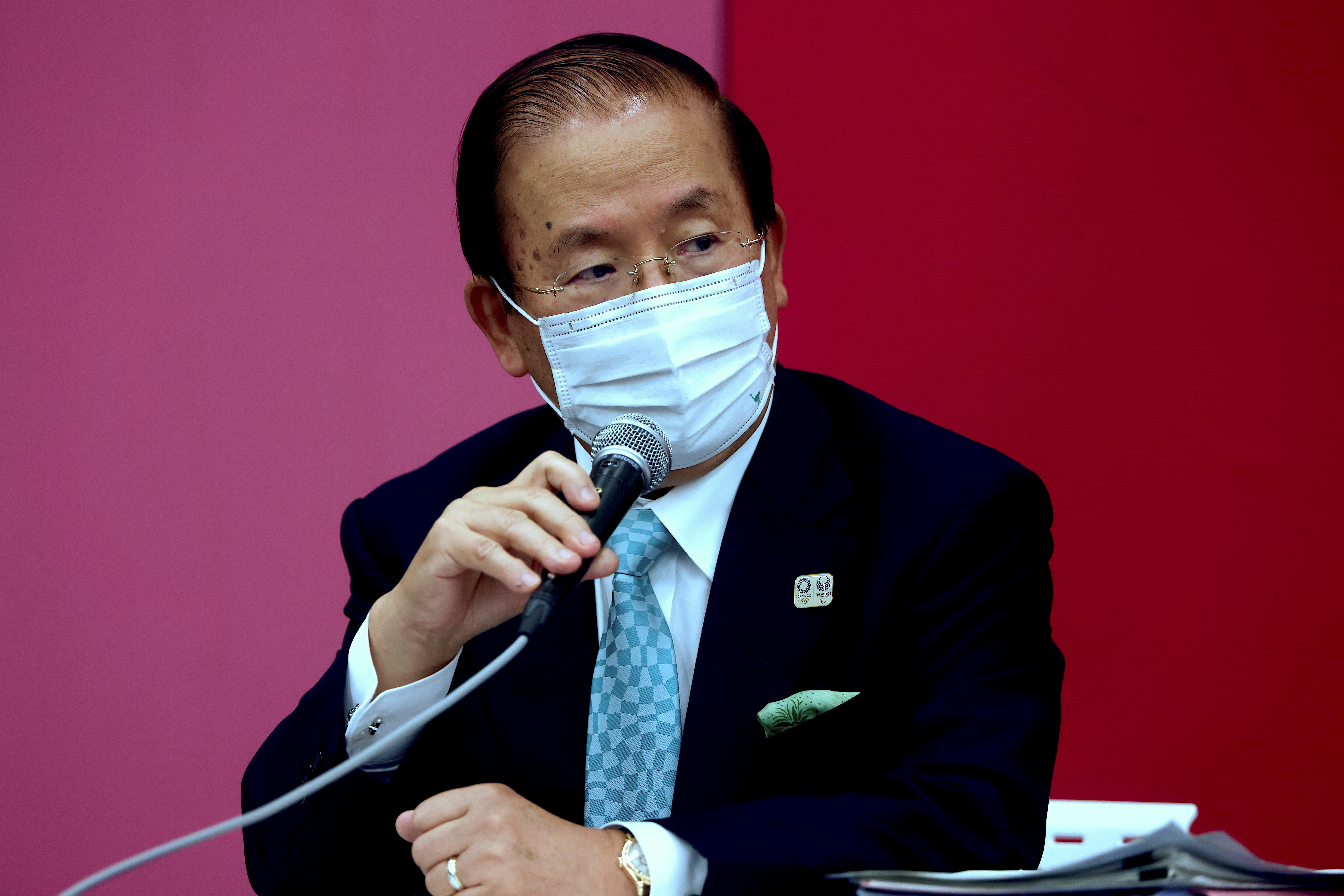 Tokyo 2020 CEO Toshiro Muto speaks during a press conference in Tokyo