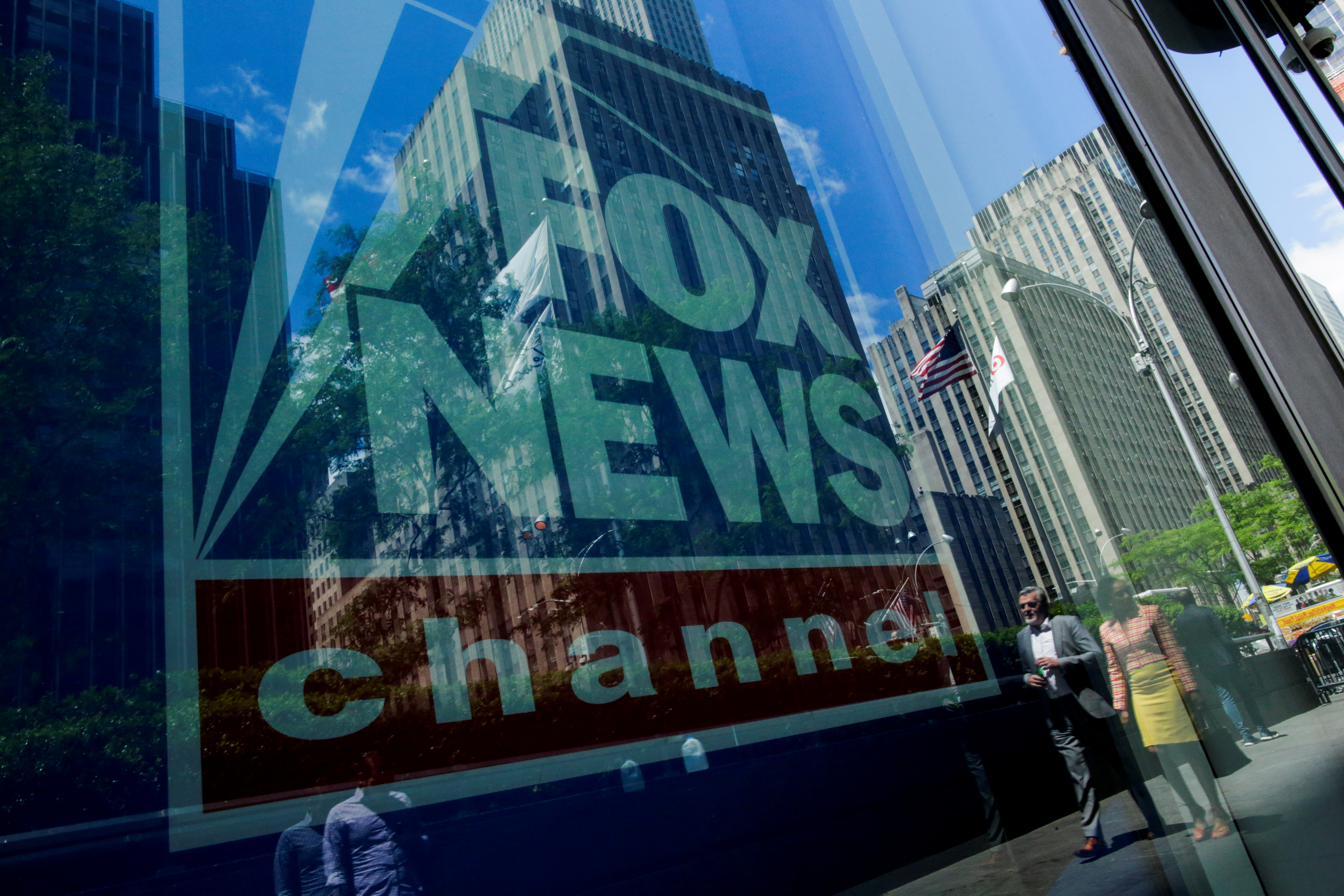 A Fox News channel sign is seen at the News Corporation building in the Manhattan borough of New York City, New York