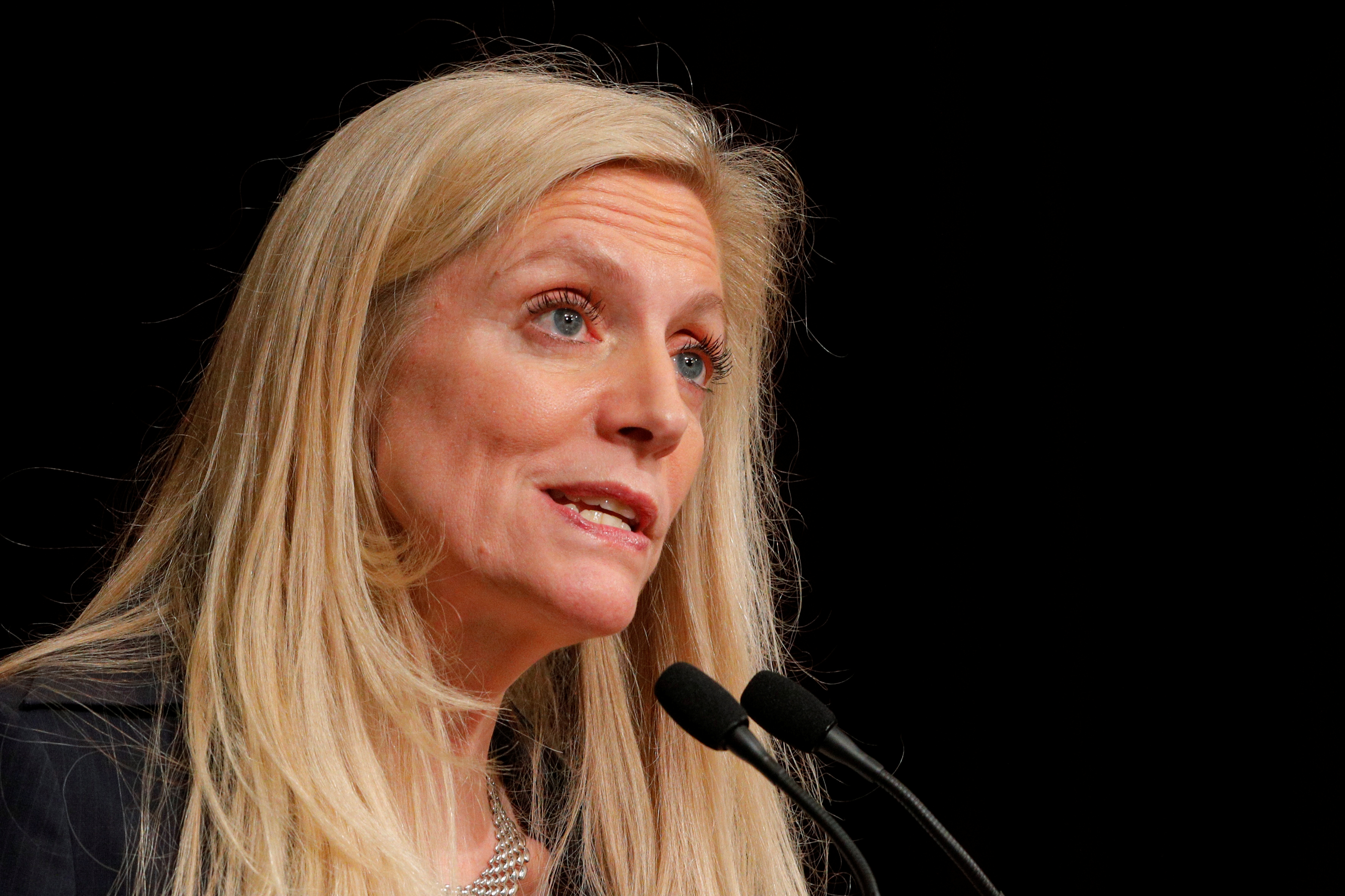 Federal Reserve Board Governor Lael Brainard speaks at the John F. Kennedy School of Government at Harvard University in Cambridge