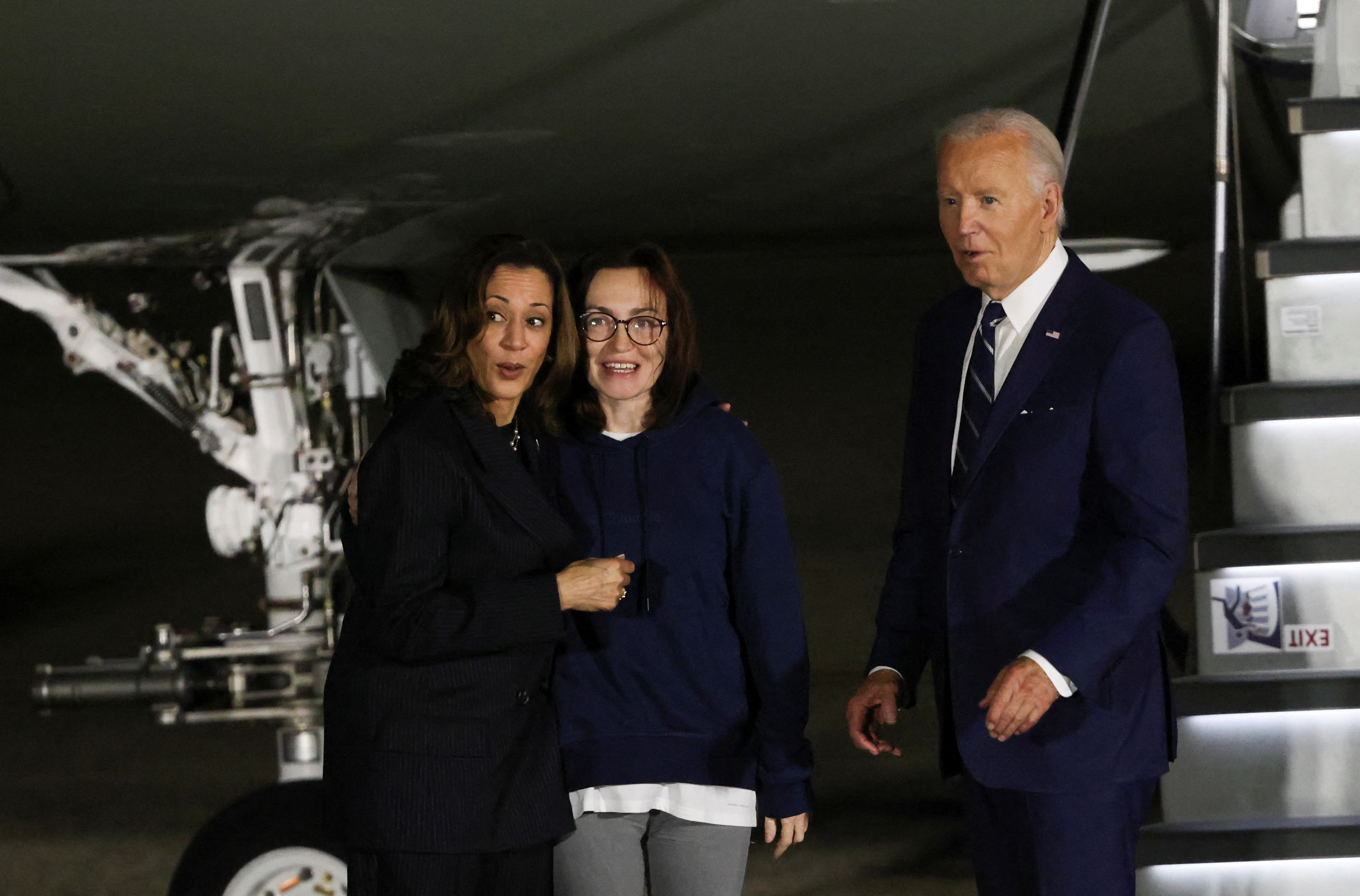 U.S. President Joe Biden meets with Americans released from detention in Russia, upon their arrival at Joint Base Andrews