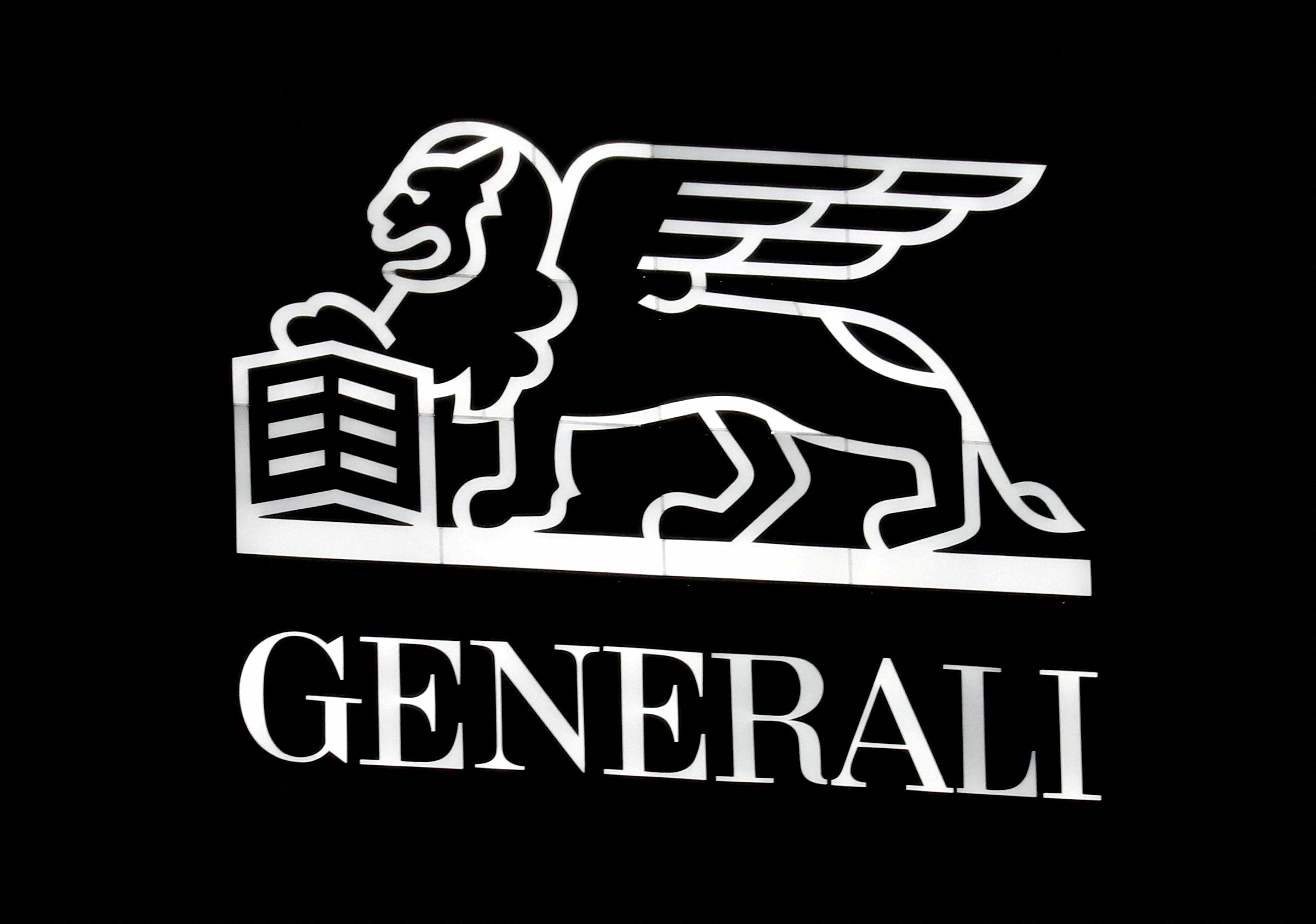 The Generali logo is seen at the company's building in Milan, Italy