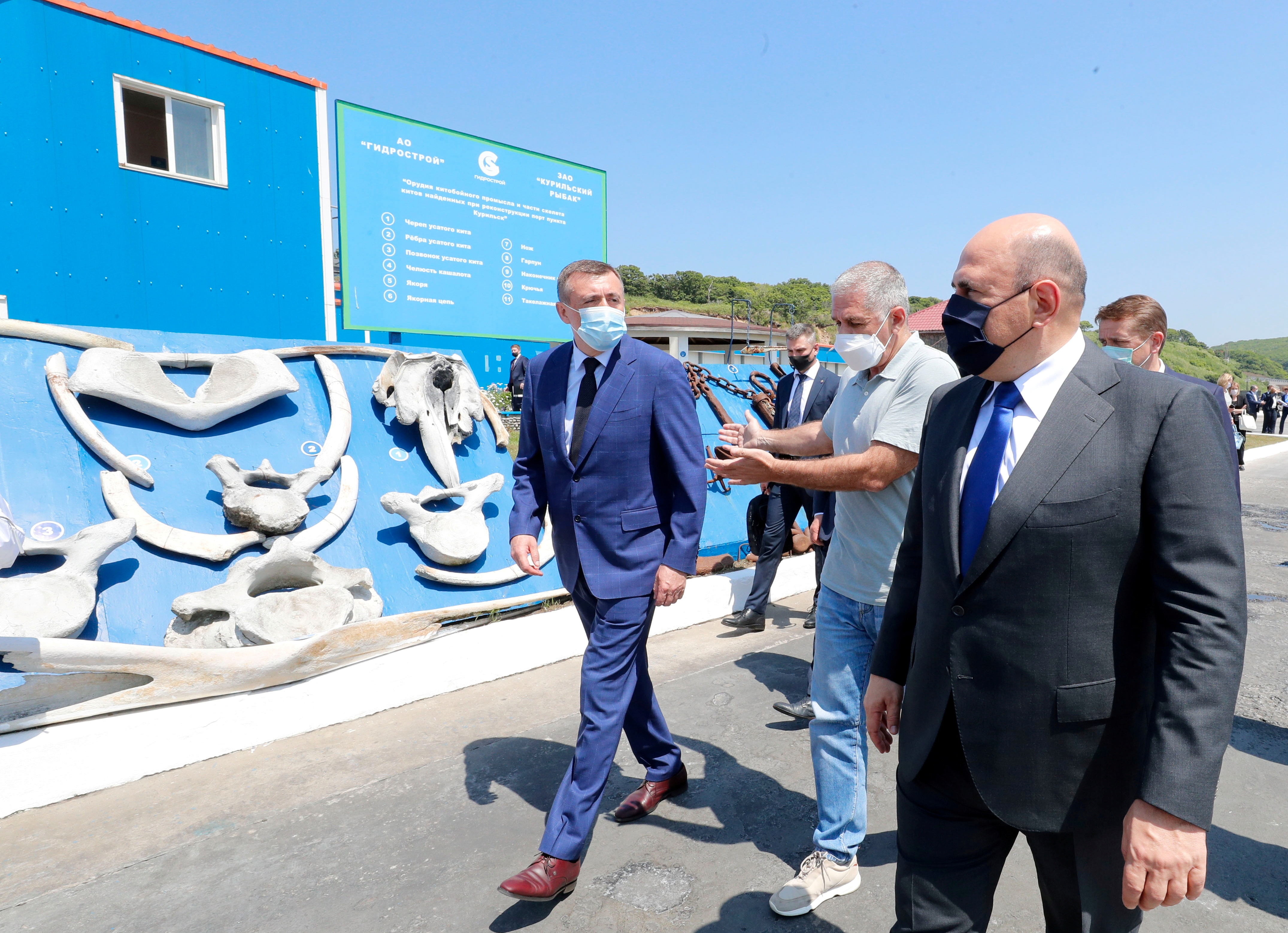 Russian Prime Minister Mikhail Mishustin visits a fish processing complex on the southern Kuril island of Iturup, Russia July 26, 2021. Sputnik/Dmitry Astakhov/Pool via REUTERS 