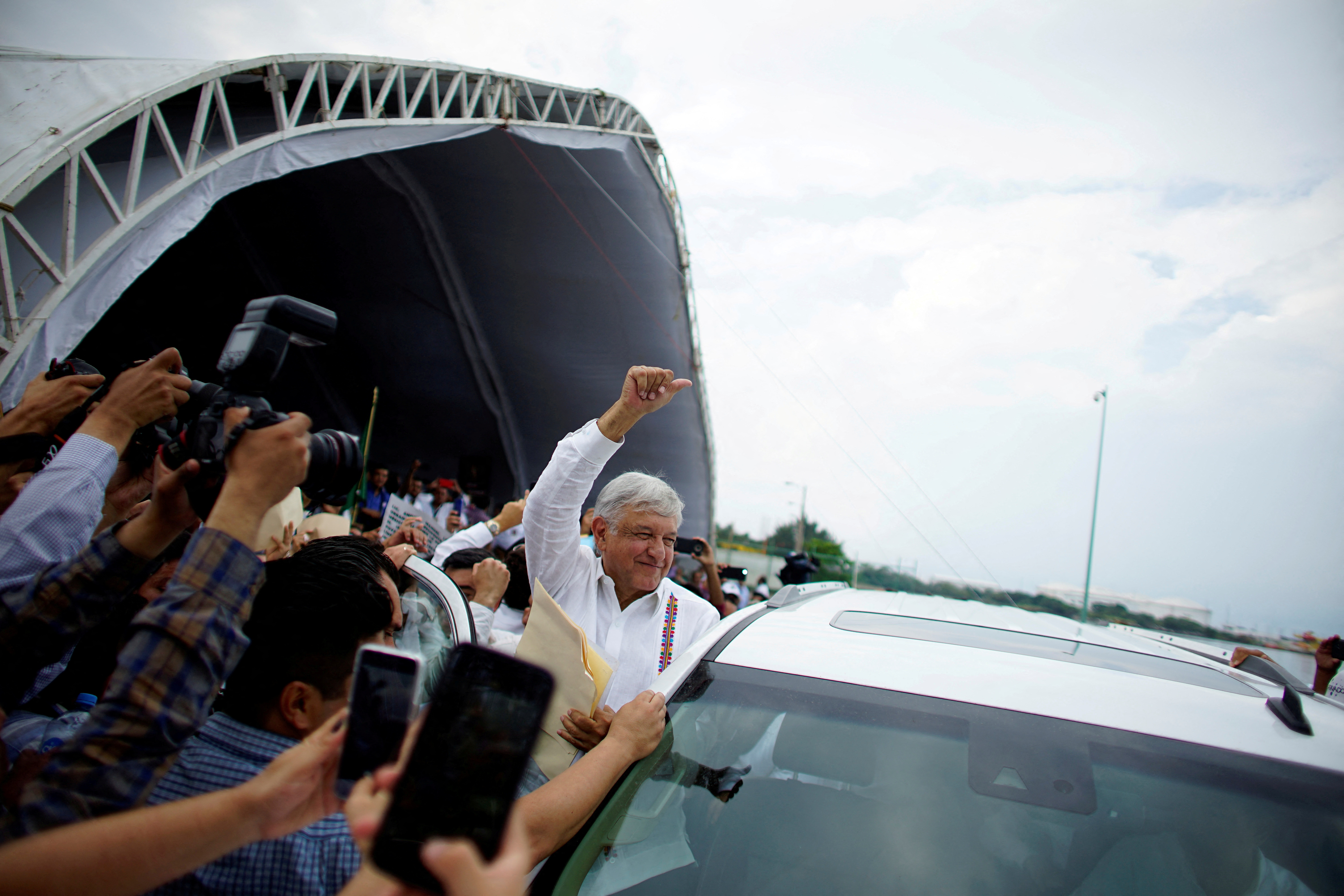 Mexico's President Andres Manuel Lopez Obrador after unveiling his plan for oil refining n Paraiso, Tabasco state,