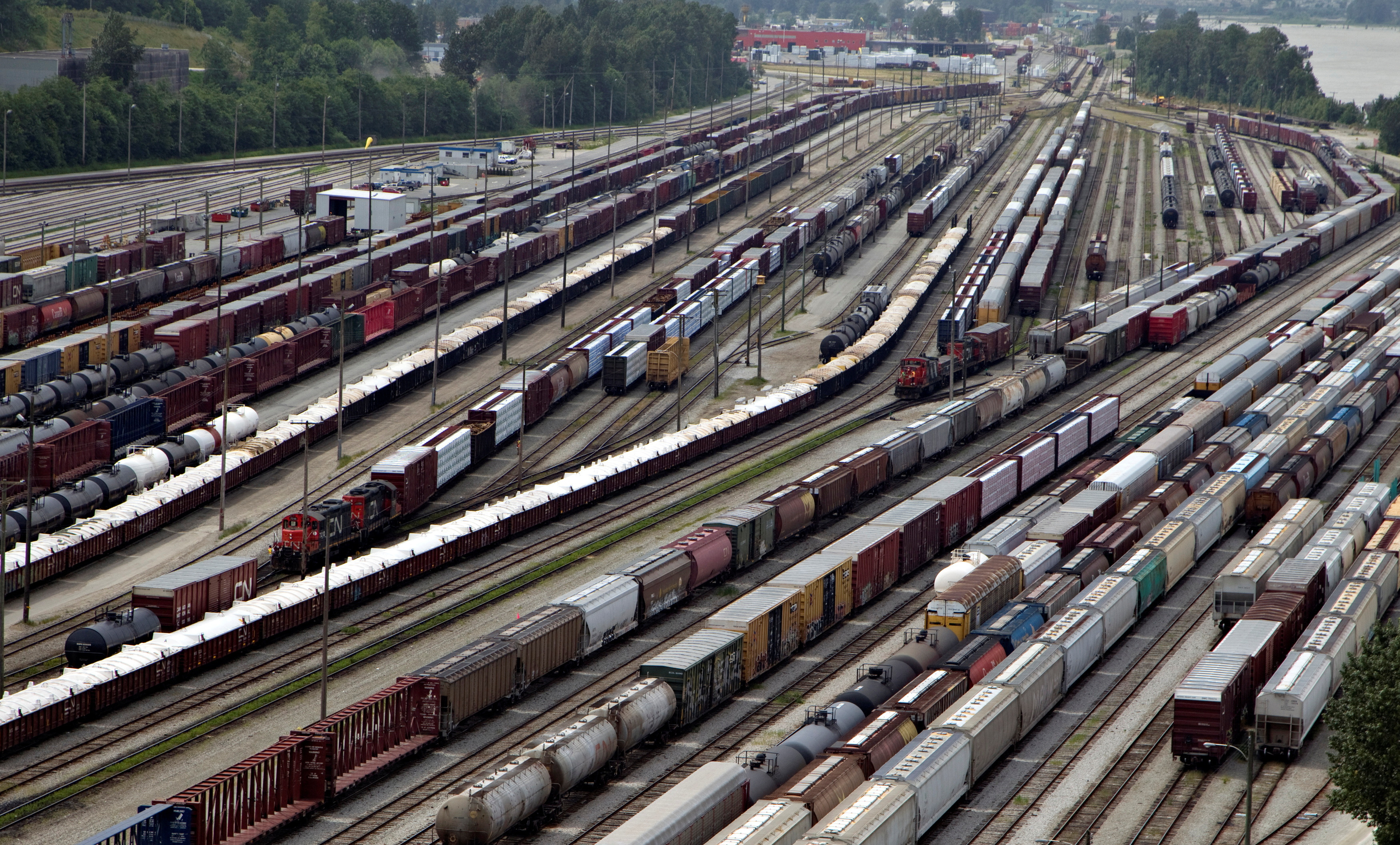 A view of the Canadian Nationals Thornton Railroad Yards in Surrey