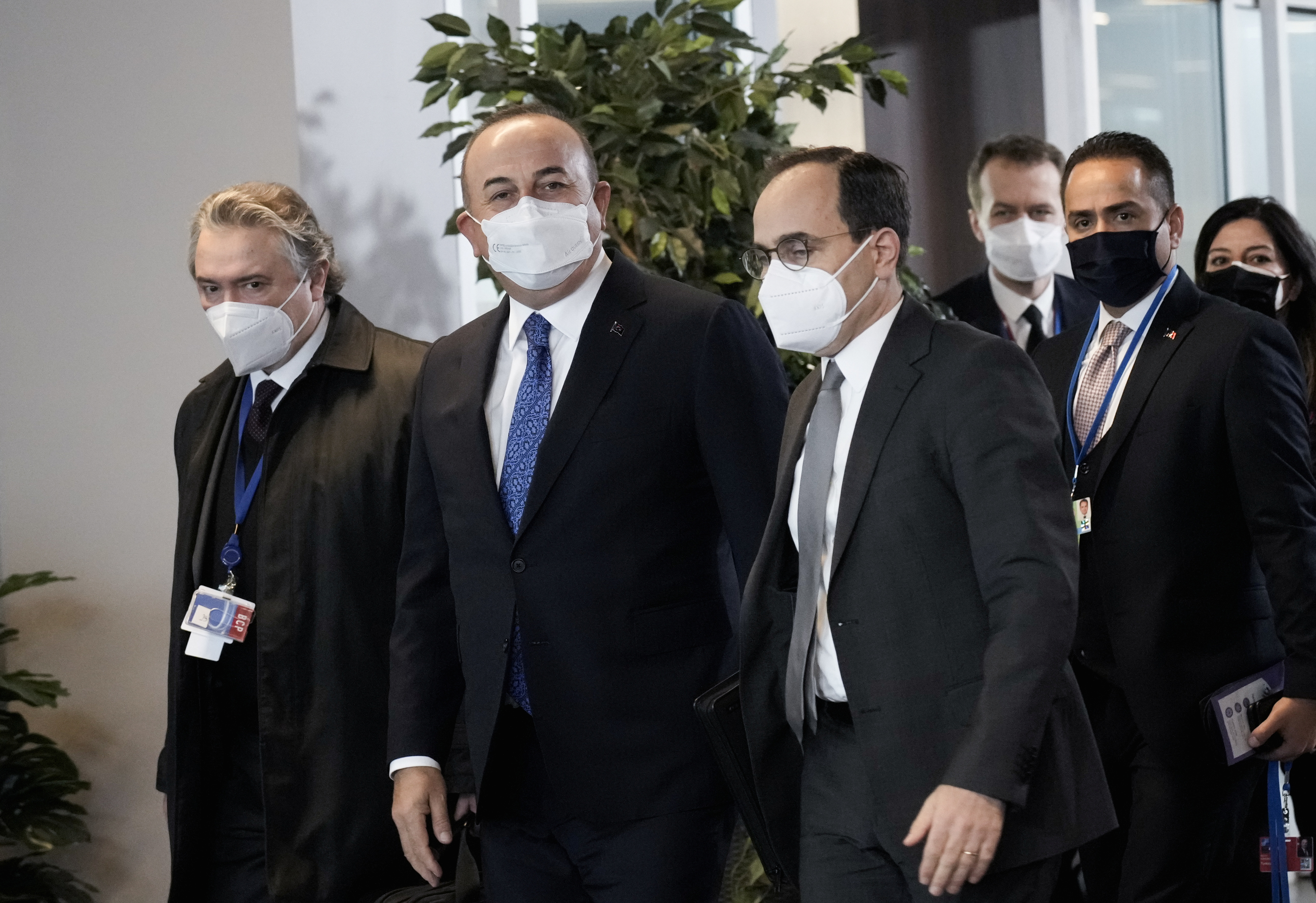 Turkish Foreign Minister Mevlut Cavusoglu arrives at the NATO Foreign Ministers summit in Riga, Latvia November 30, 2021. REUTERS/Ints Kalnins