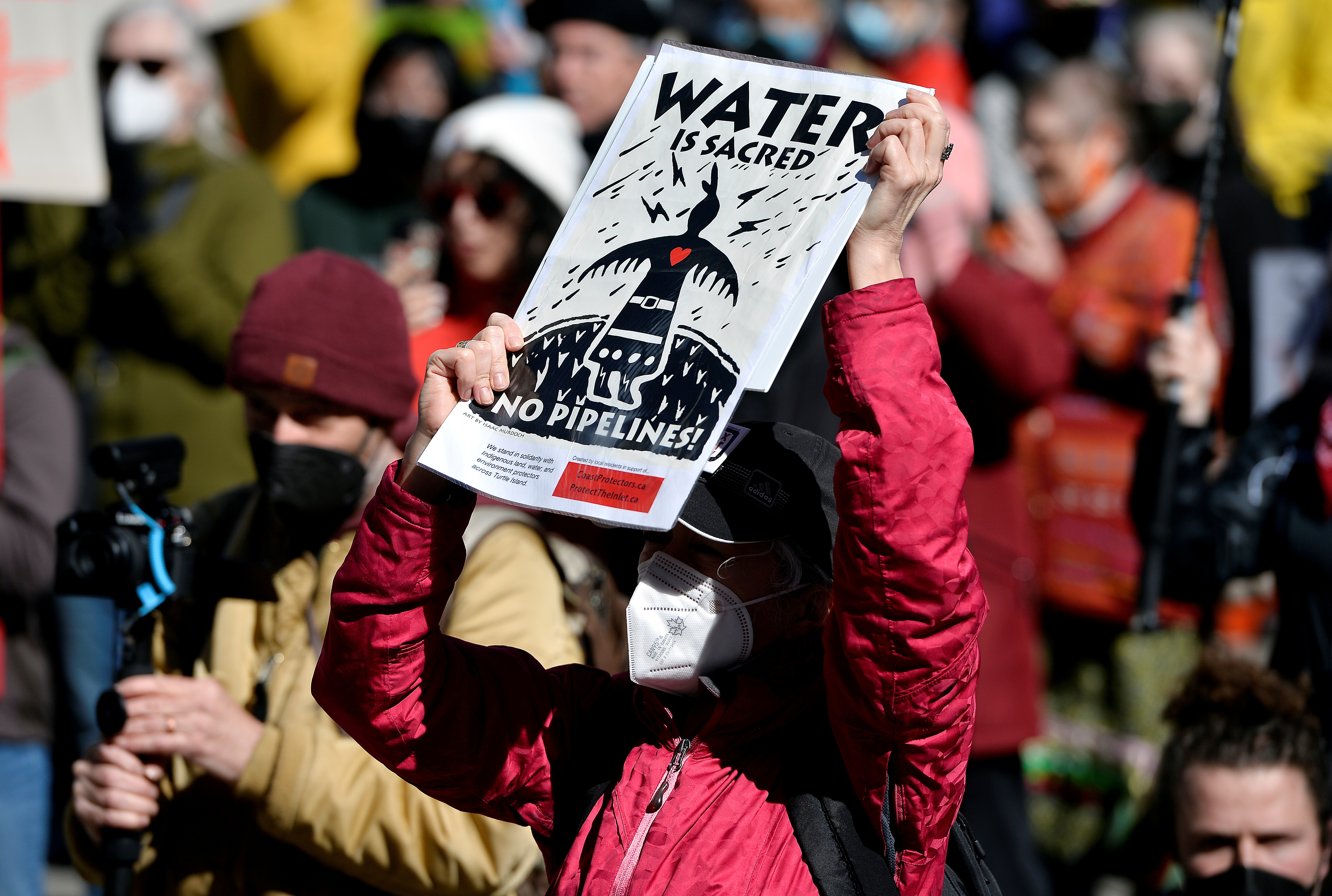 An Indigenous-led rally against the Trans Mountain pipeline expansion in Vancouver