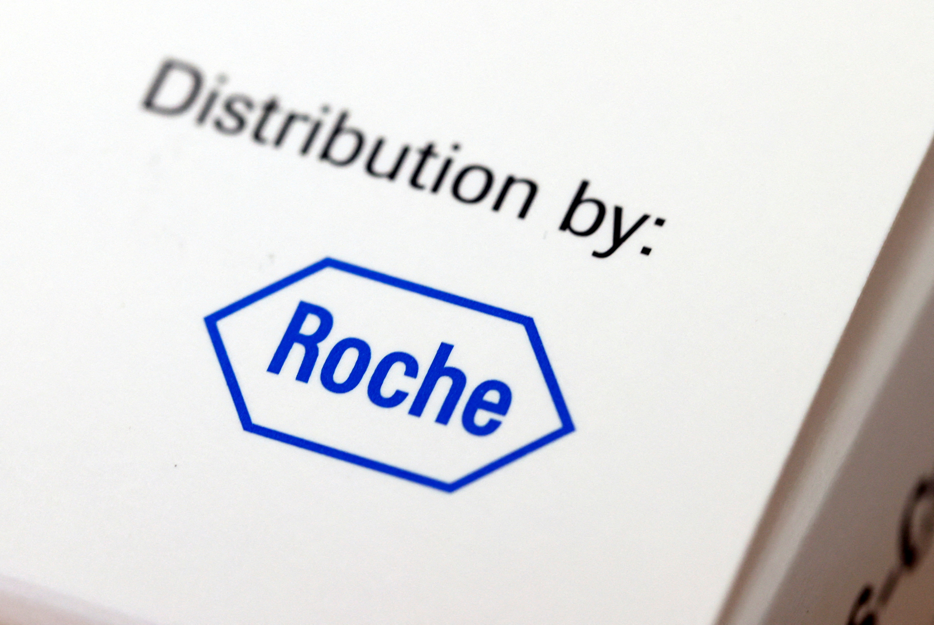 A box of material for rapid COVID-19 antigenic tests made by Swiss drugmaker Roche is pictured in Lausanne