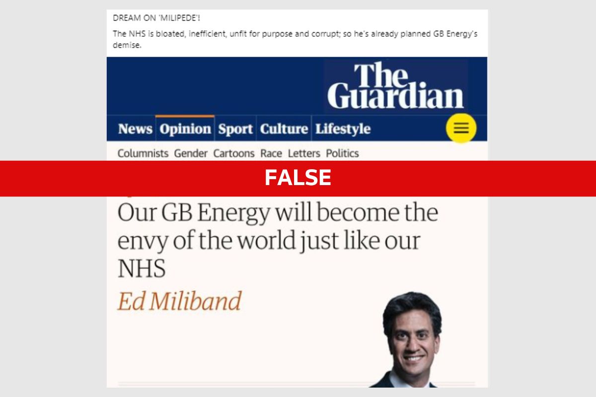 Guardian did not publish article saying GB Energy would be ‘envy of the world’