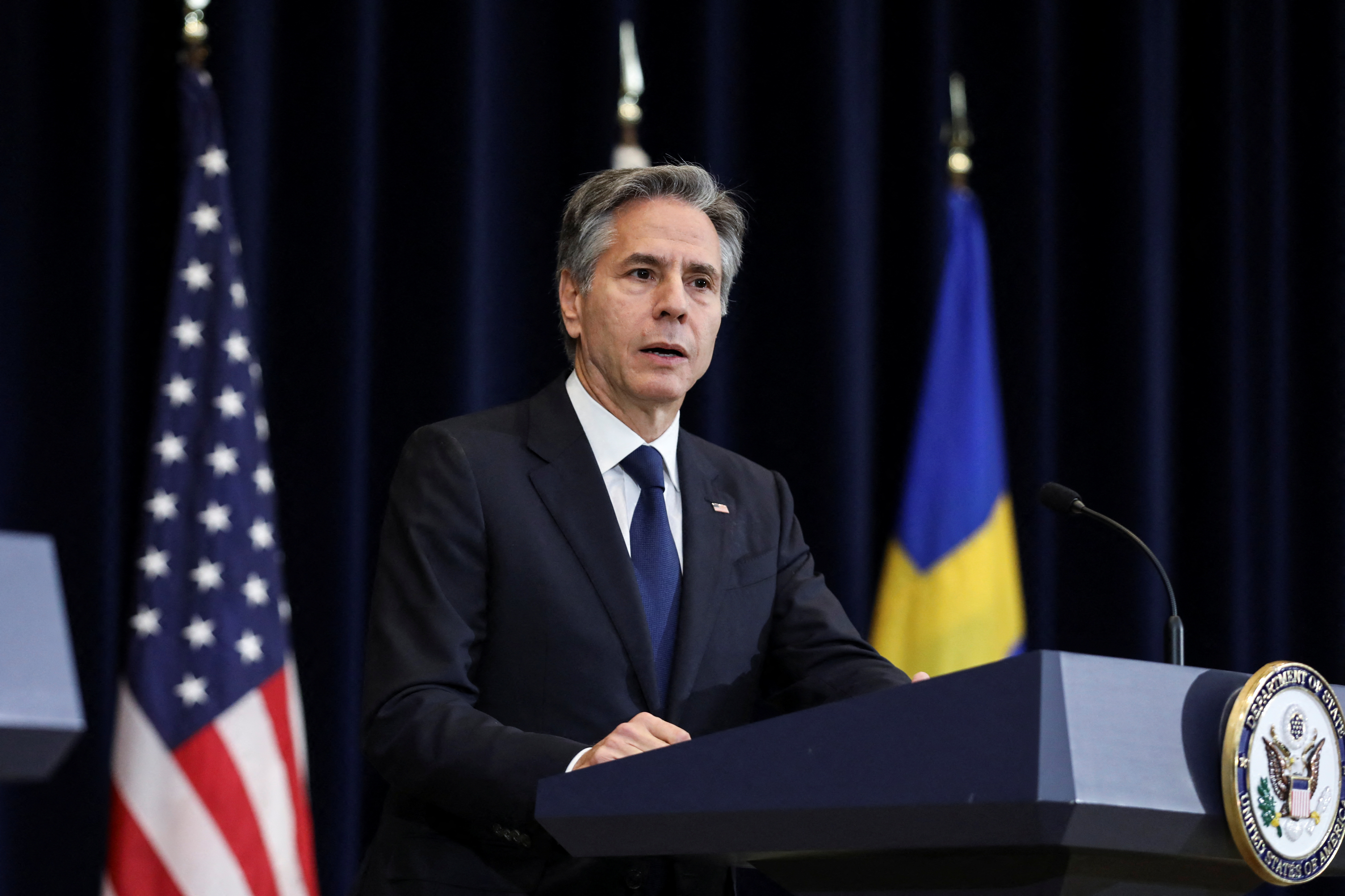 U.S. Secretary of State Blinken holds joint news conference with Sweden Foreign Minister Billstrom and Finland Foreign Minister Haavisto at State Department in Washington