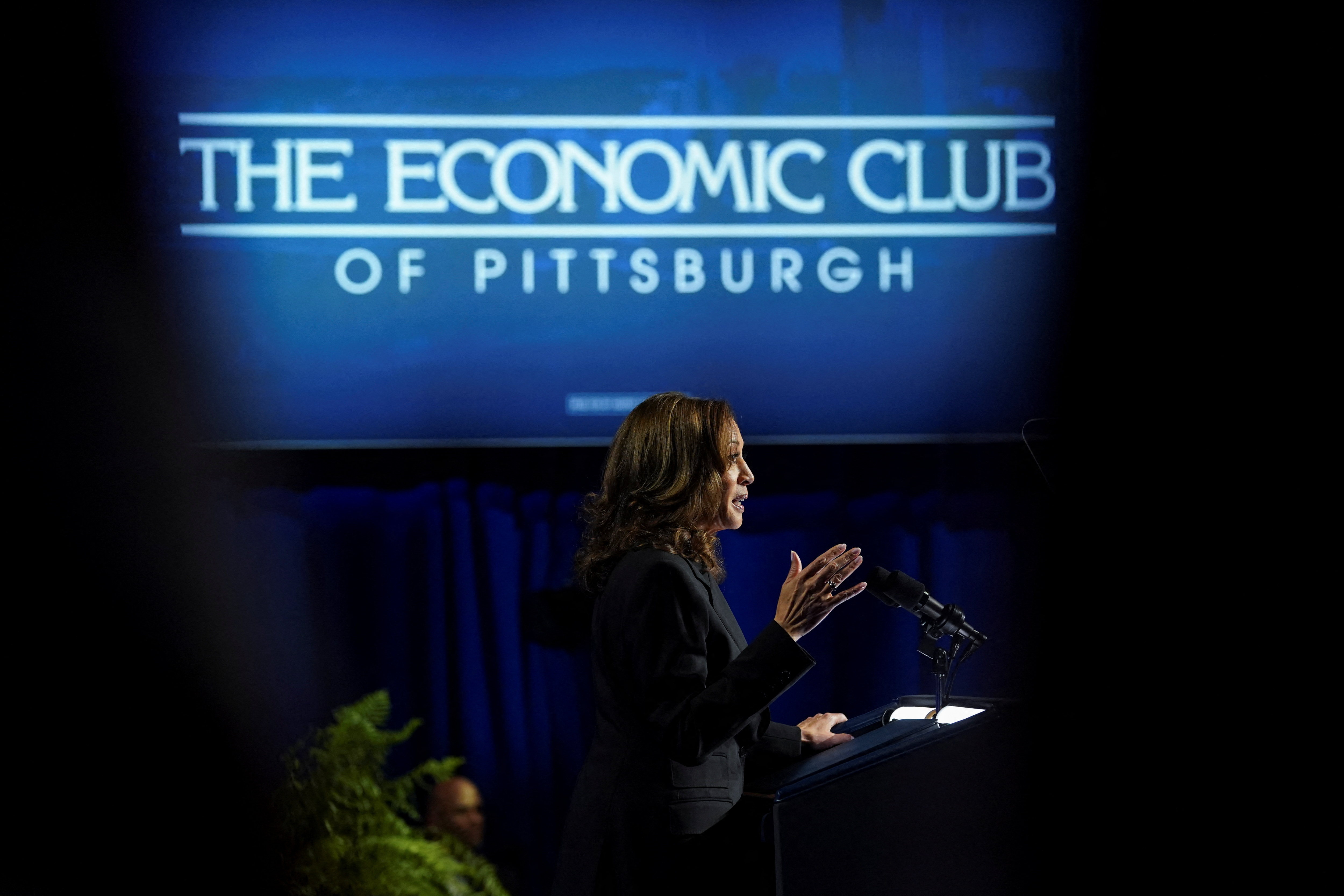 Democratic presidential nominee and U.S. Vice President Kamala Harris holds a campaign event in Pittsburgh