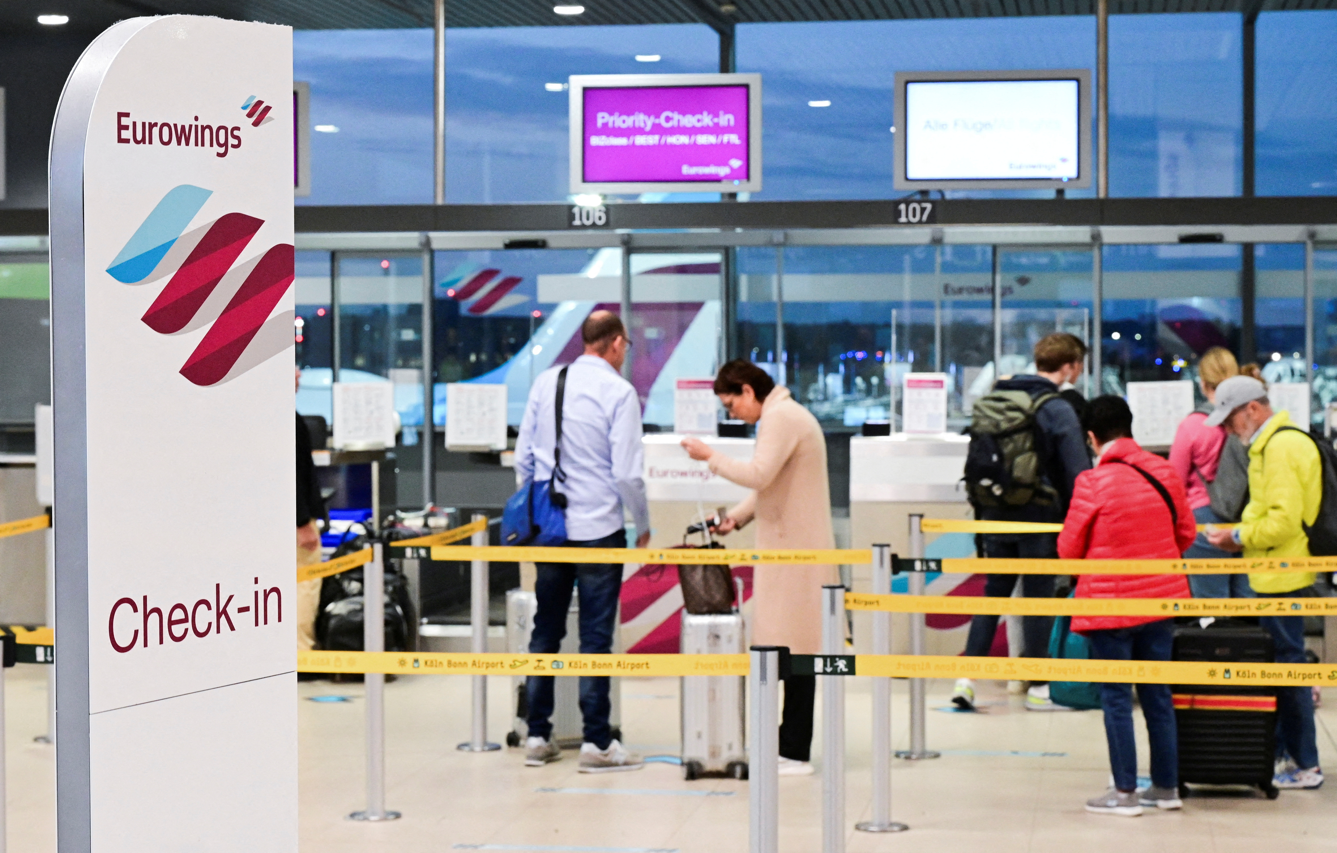 Pilots at Lufthansa's budget airline Eurowings go on a one-day strike at Cologne-Bonn airport